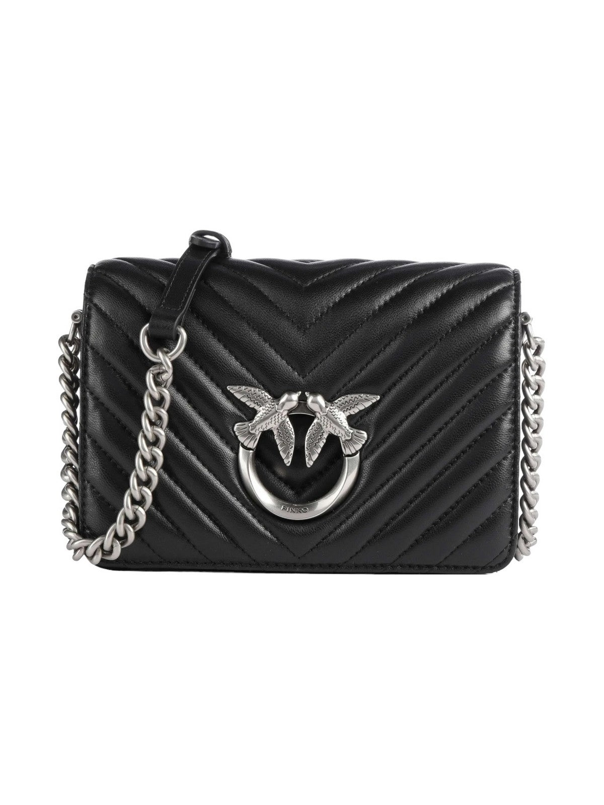 PINKO Sac Femme Love Click Mini Mouton Nappa Ch 100067-A0GK Z99O Noir