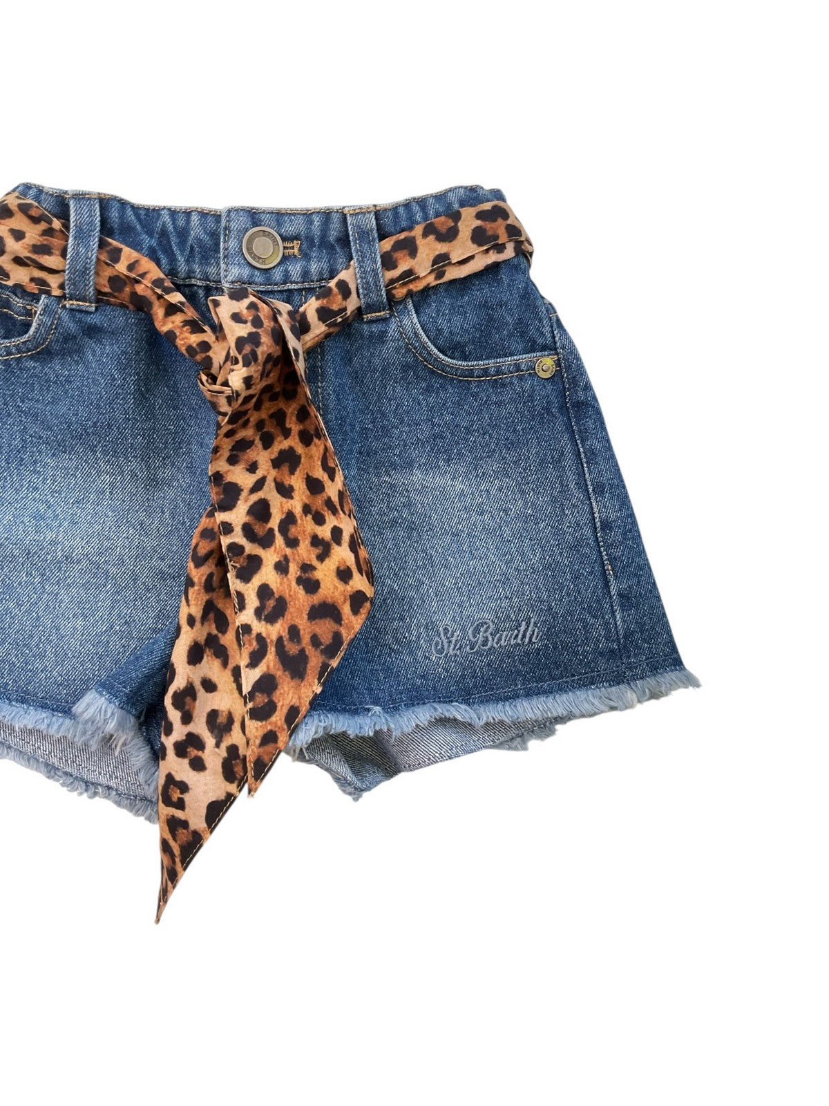 MC2 SAINT BARTH Pantaloncino Bambine e ragazze  KIKO JR 00958L DENIM COTTON PASTEL LEOPARD 19