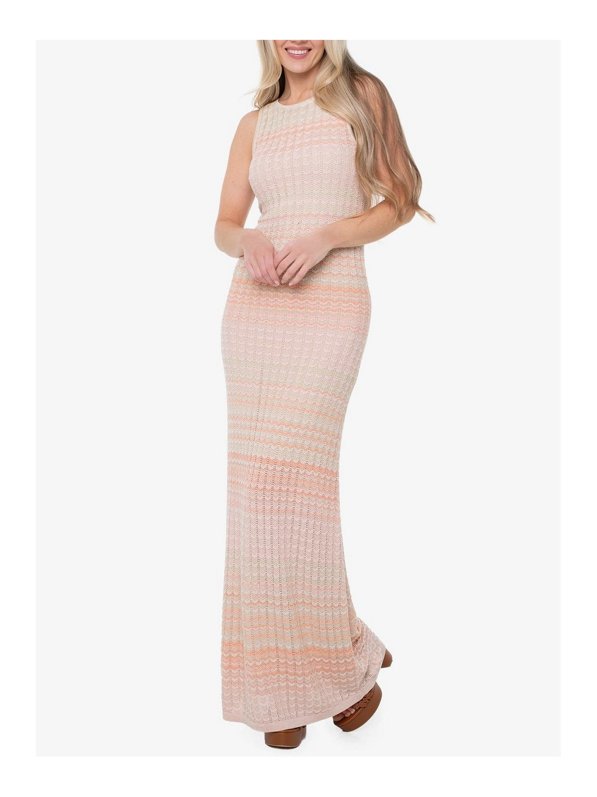 GUESS Abito Donna SL ROSALYN LONG SWTR DRESS W6GKA2 Z0749 SM30 PEACH BEIGE AND VANI