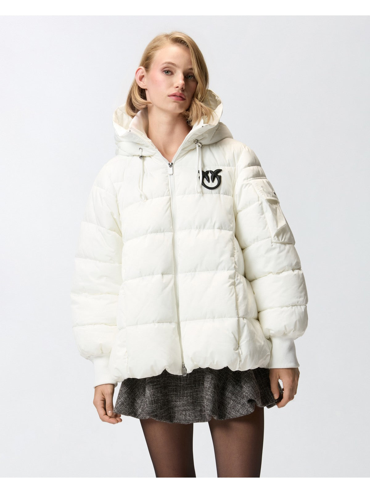 PINKO Piumino Donna CRUSCA CAPPA 105384-A2PE Z05 BIANCO-BIANCANEVE