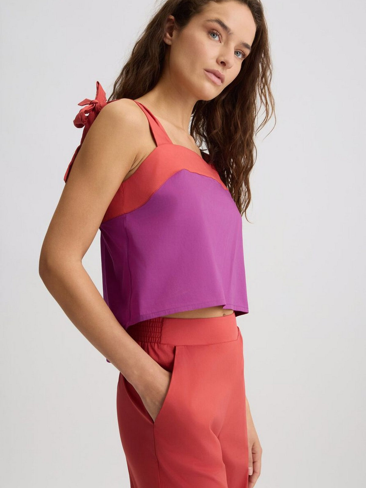 LIU JO BEACHWEAR Top Donna  VA5064TS330 C3649 Hollyhock/rosso argi