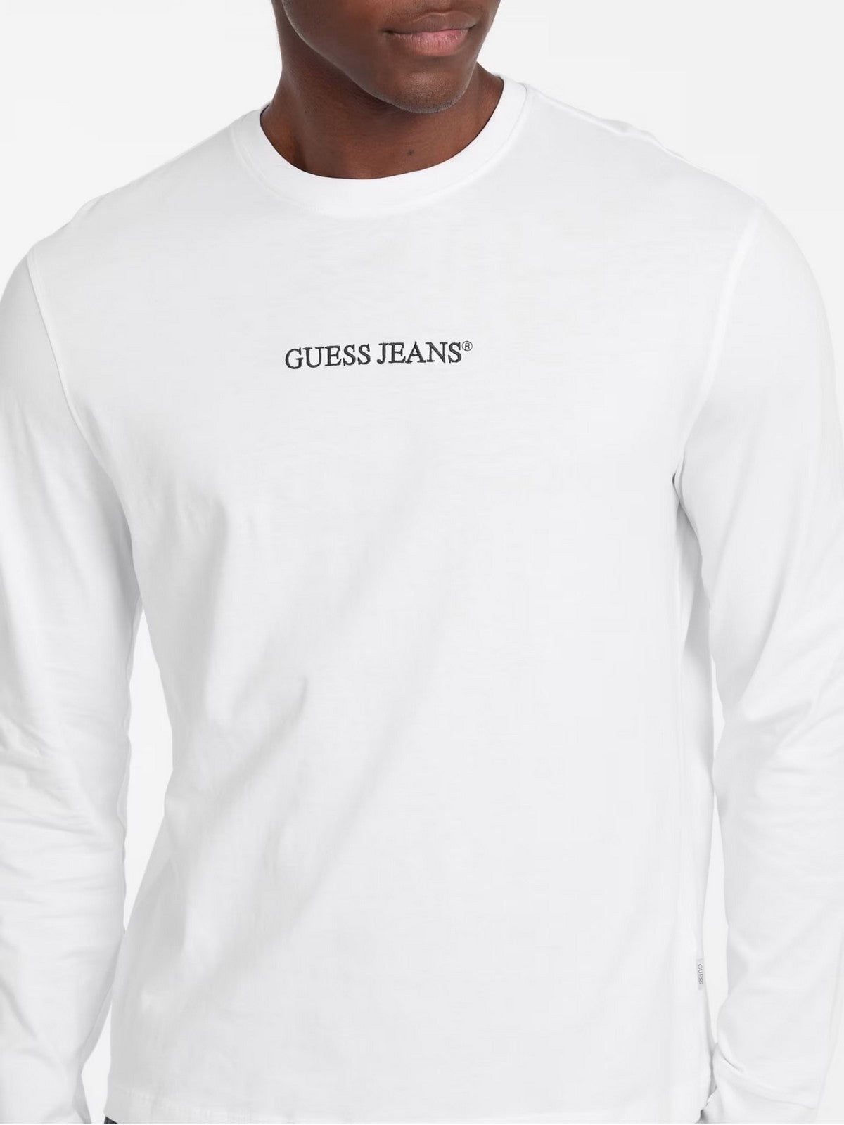 GUESS T-shirt Uomo GJ LS CN REG EMBRO TEE M5RI84 K8HM0 G011 PURE WHITE