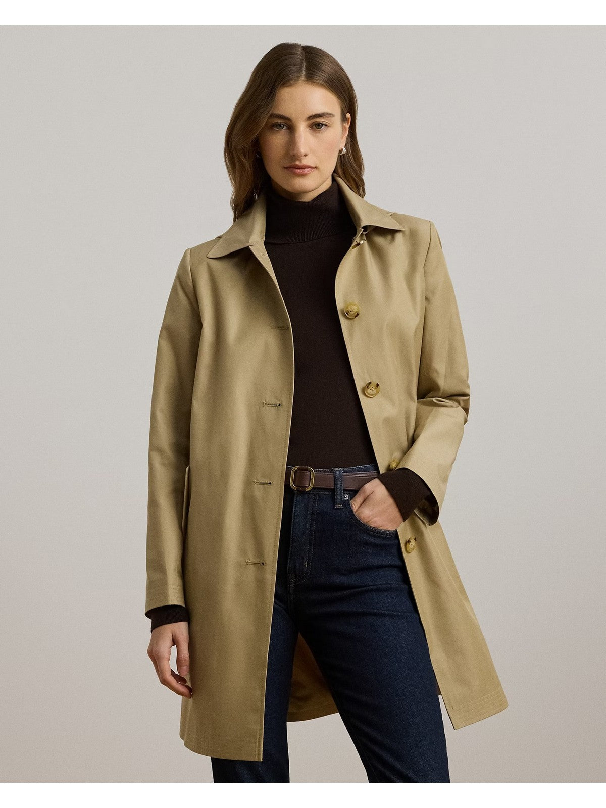 LAUREN RALPH LAUREN Trench Donna "SB RN 34""-LINED-COAT" 297967121 002 BIRCH TAN gioboutiqueweb