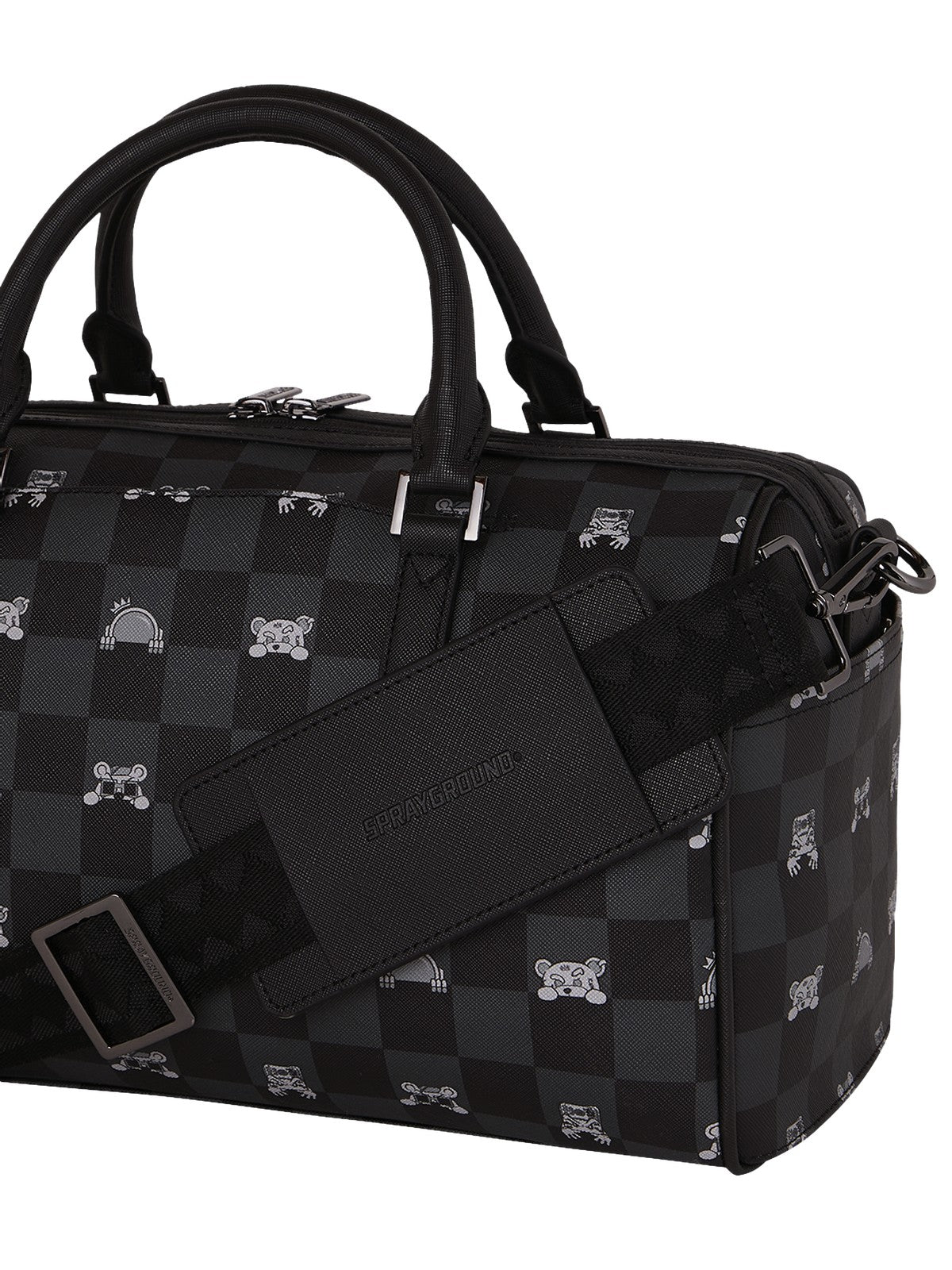 SPRAYGROUND Borsa Unisex adulto GRAY PEEKING CHARACTER CHECK MINI DUFFLE 910D8911NSZ Nero