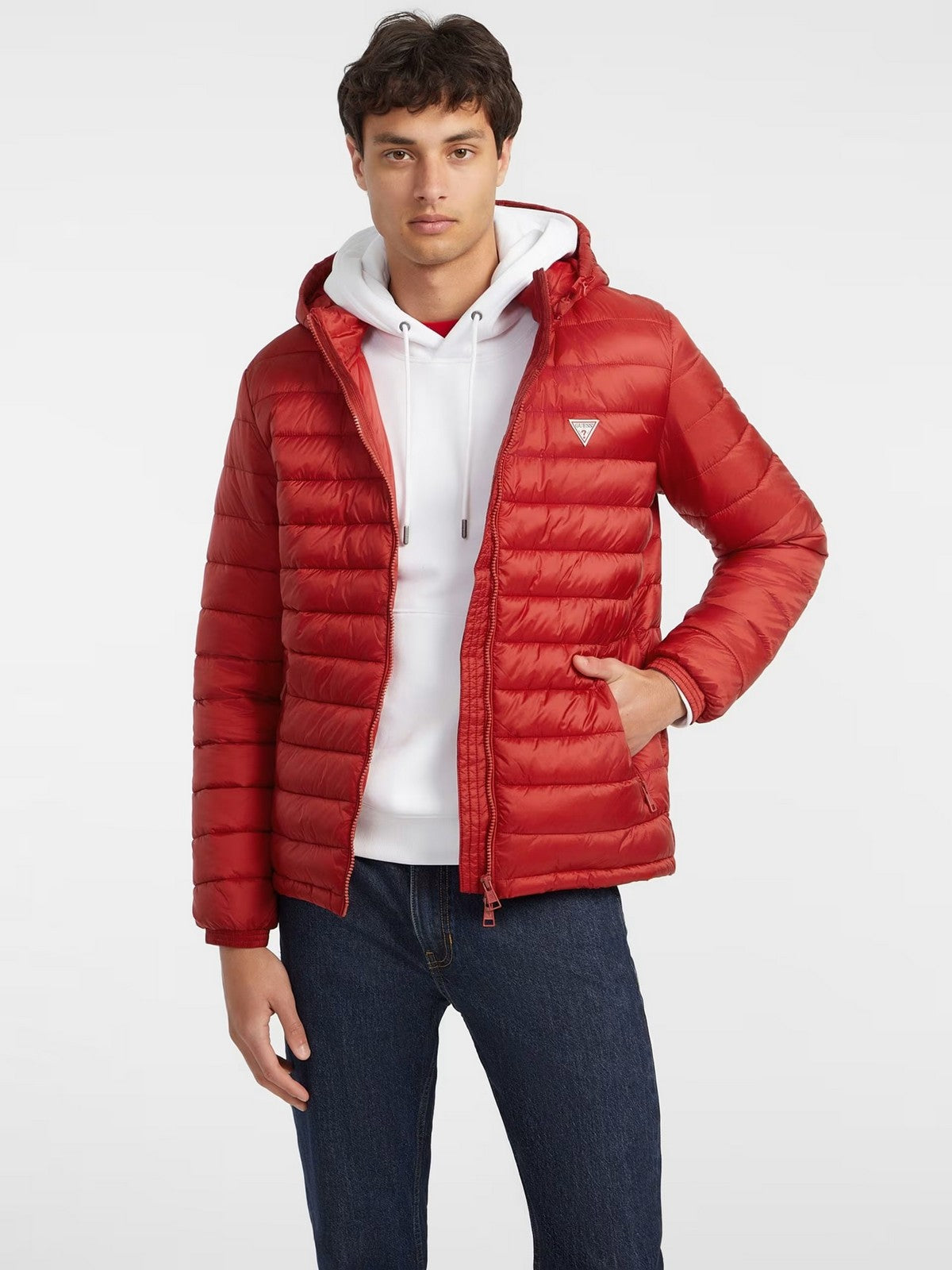 Zgadnij Piumino Men GJ Puffer z kapturem M4YL99 WG922 G585 Red