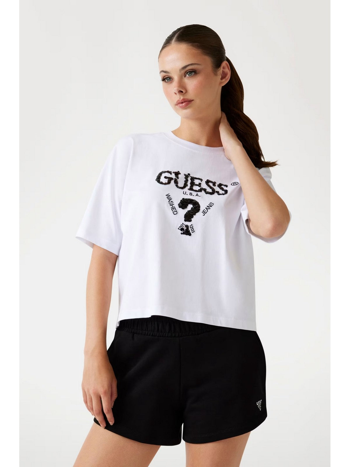 GUESS SPORT T-shirt Donna AURELIE BOXY TEE V4YI06 I3Z14 G011 PURE WHITE