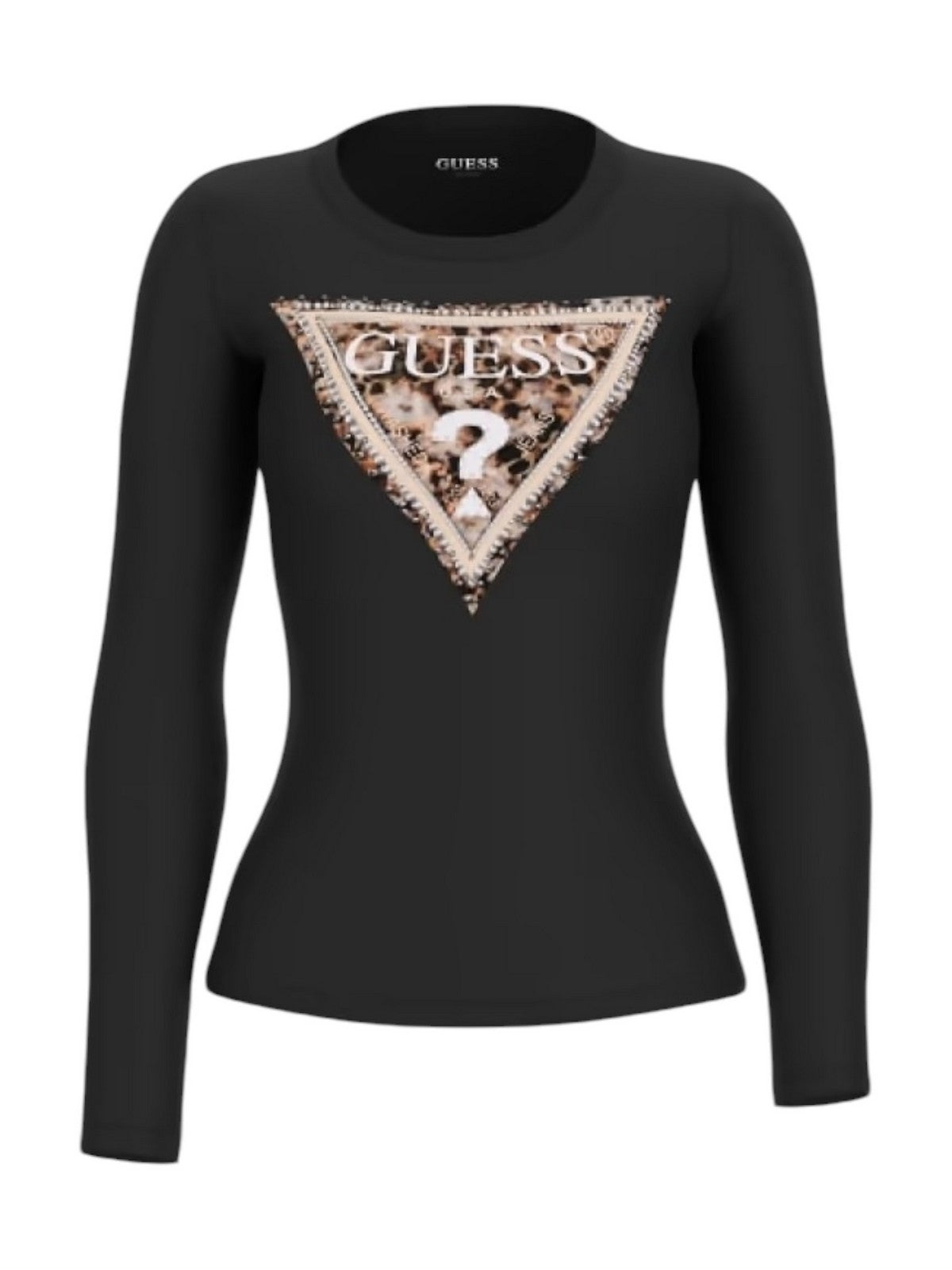 GUESS T-shirt Donna LS CN LEO TRIANGLE TEE W6RI33 J1314 JBLK Jet Black A996