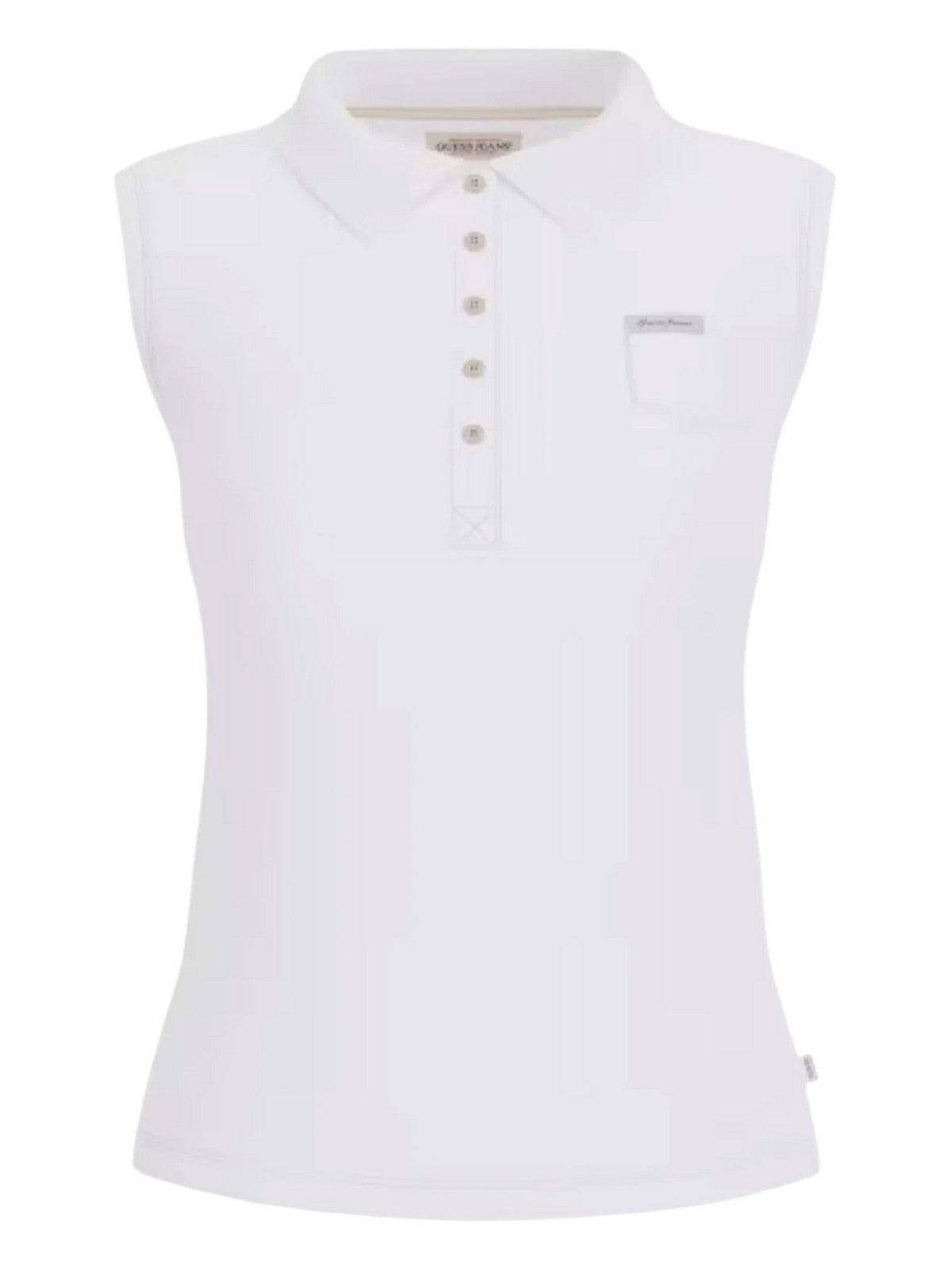 GUESS T-shirt Donna GJ SLEEVELESS COLLAR SLIM PKT W5GP24 KCYR1 G011 PURE WHITE gioboutiqueweb