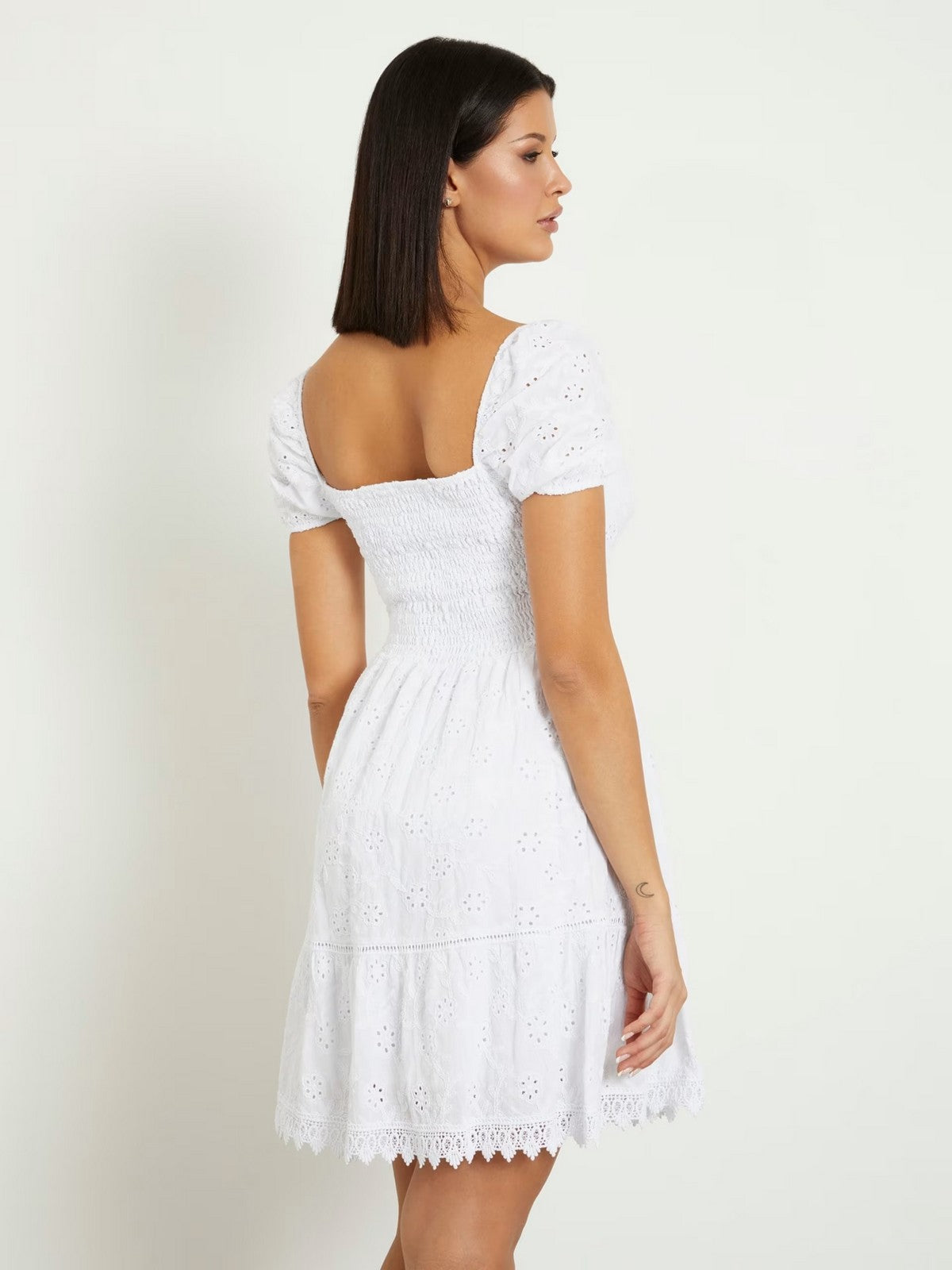 GUESS Abito Donna Ss Clio Flare Midi D W4GK50 WG590 G011 Bianco