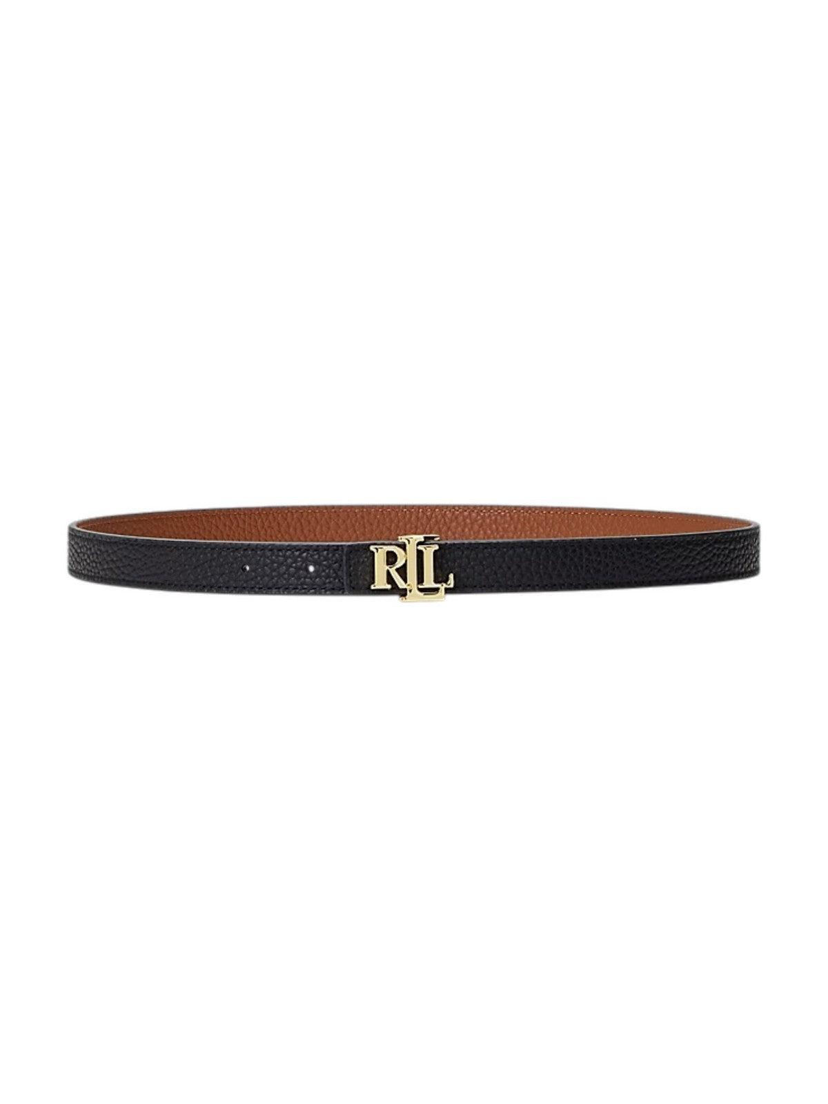LAUREN RALPH LAUREN Cintura Donna REV LRL 20-BELT-SKINNY BLACK/LAUREN TAN - 412912038 001