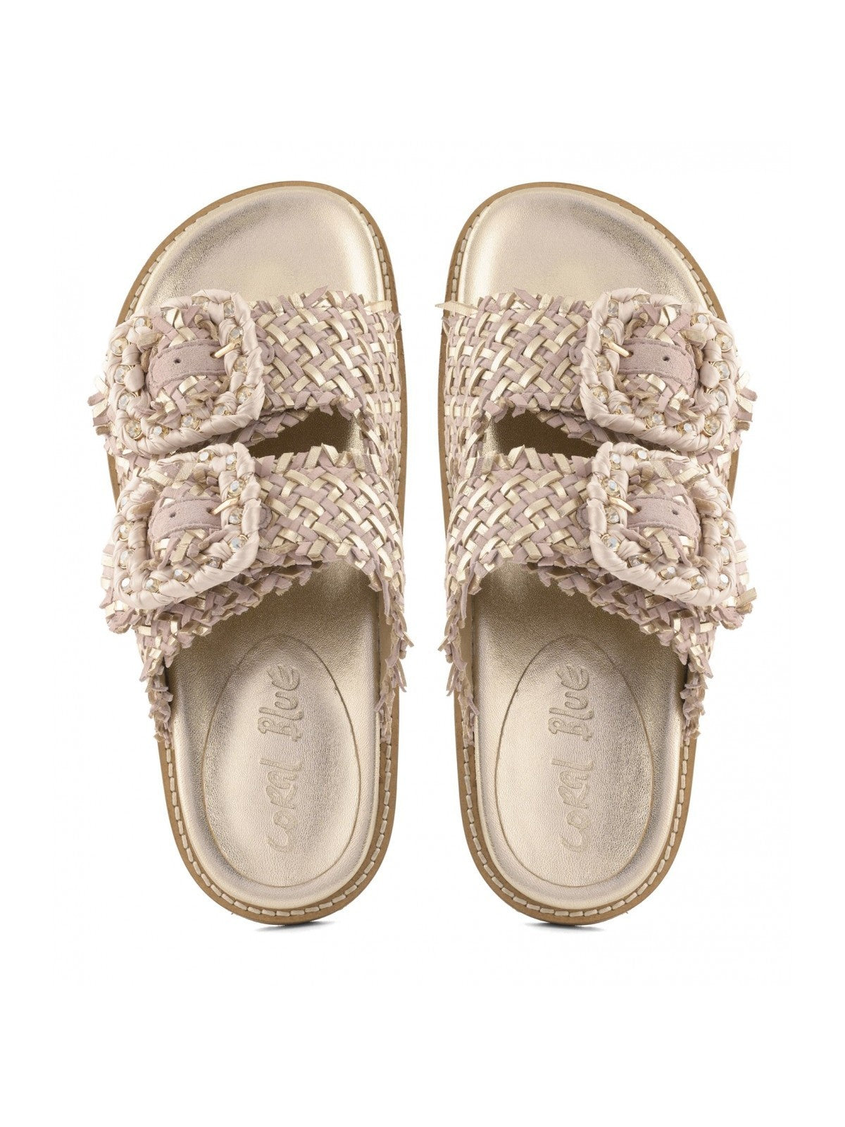 Coral Blue Ciabatta Donna Woven leather sandal - CB.K226.01 GOL