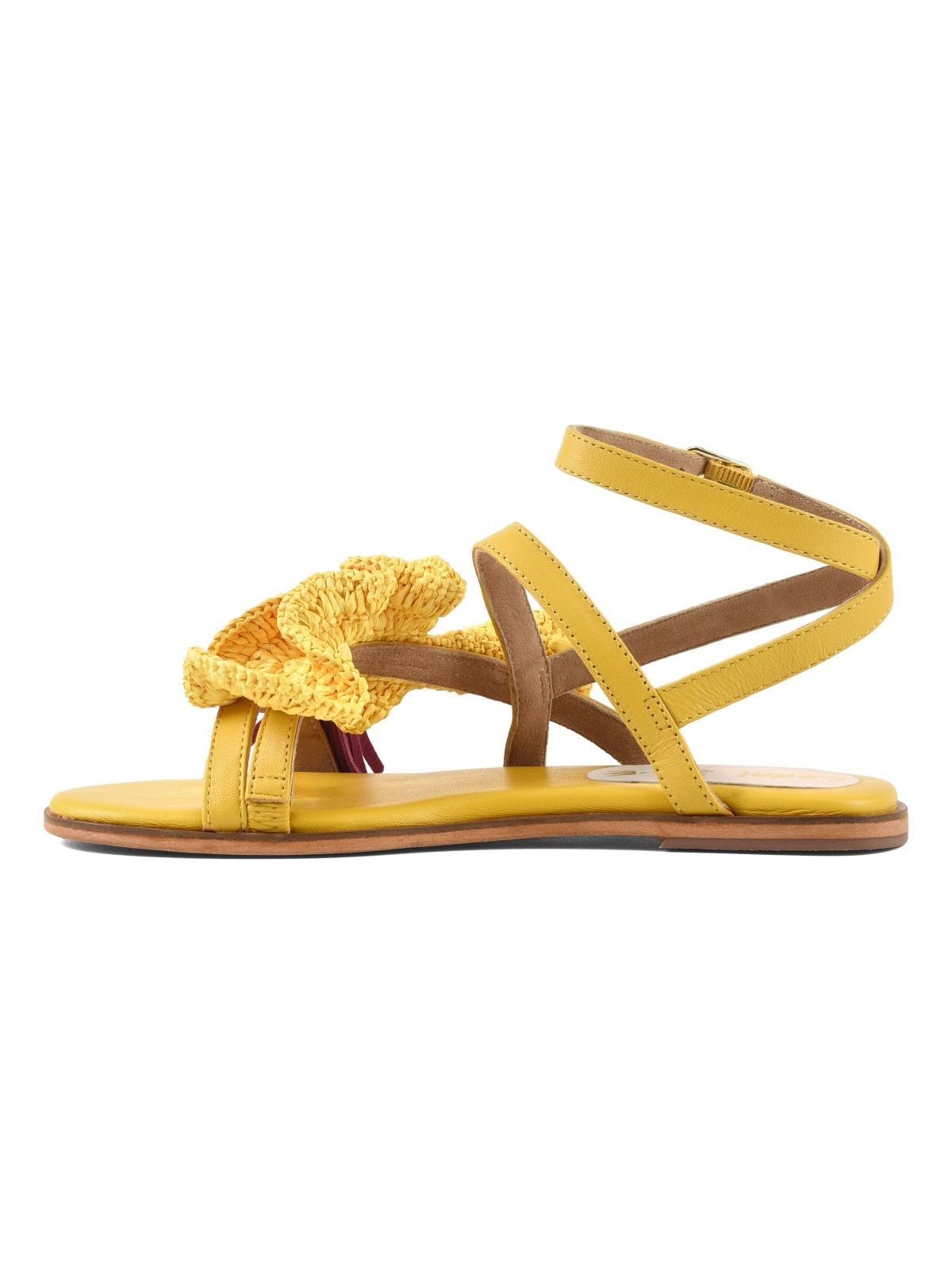 Coral Blue Sandalo Donna Leather sandal with rouche - CB.R226.11 YEL