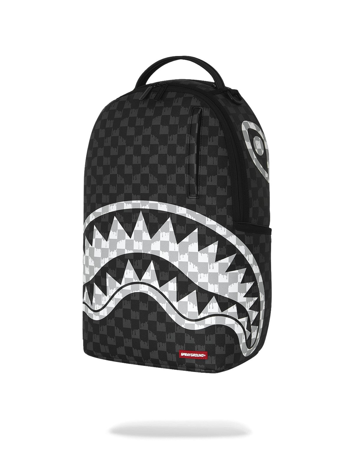 SPRAYGROUND Zaino Unisex adulto BLACK AND WHITE DRIP CHECK SHARK BACKPACK - 910B8553NSZ gioboutiqueweb