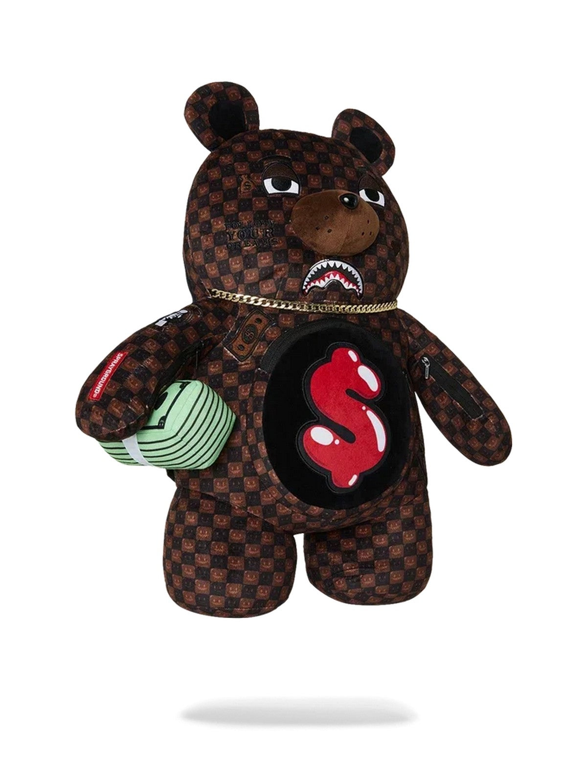 SPRAYGROUND Zaino Unisex adulto SHARKS IN PARIS WTF BUBBLE BROWN CHECK MONEYBEAR BACKPACK - 910B9308NSZ