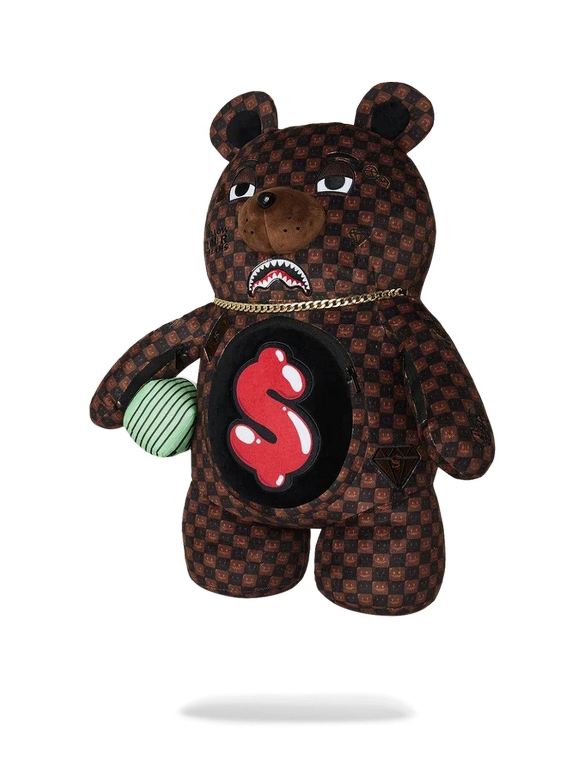 SPRAYGROUND Zaino Unisex adulto SHARKS IN PARIS WTF BUBBLE BROWN CHECK MONEYBEAR BACKPACK - 910B9308NSZ