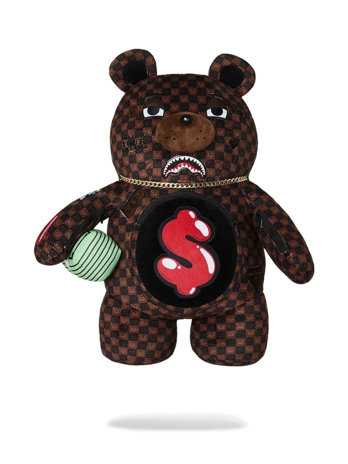 SPRAYGROUND Zaino Unisex adulto SHARKS IN PARIS WTF BUBBLE BROWN CHECK MONEYBEAR BACKPACK - 910B9308NSZ