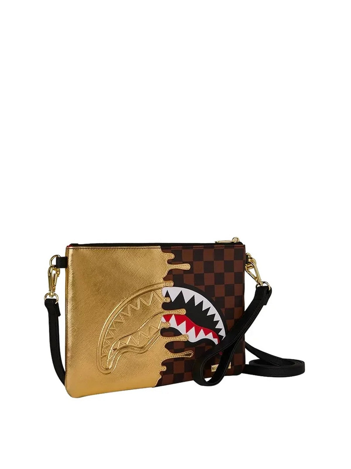 SPRAYGROUND Pochette Unisex adulto SHARKS IN PARIS GOLD DRIP CROSSOVER CLUTCH - 910B9344NSZ gioboutiqueweb