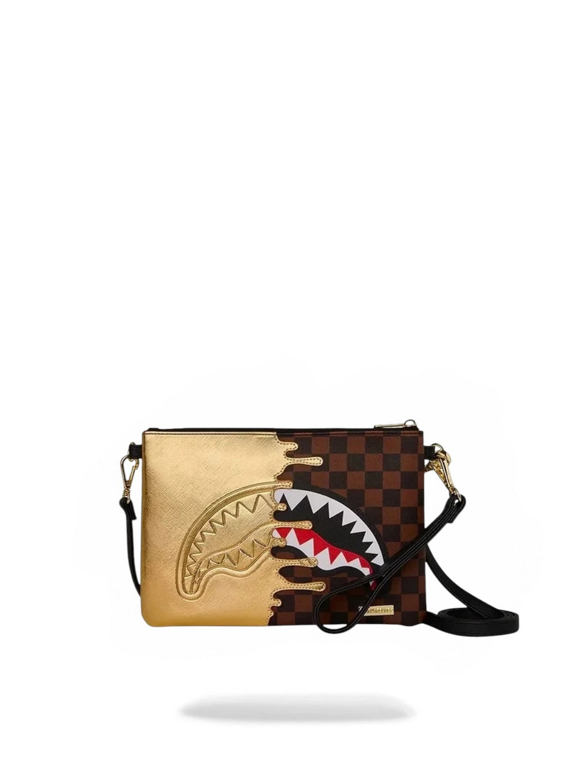 SPRAYGROUND Pochette Unisex adulto SHARKS IN PARIS GOLD DRIP CROSSOVER CLUTCH - 910B9344NSZ gioboutiqueweb