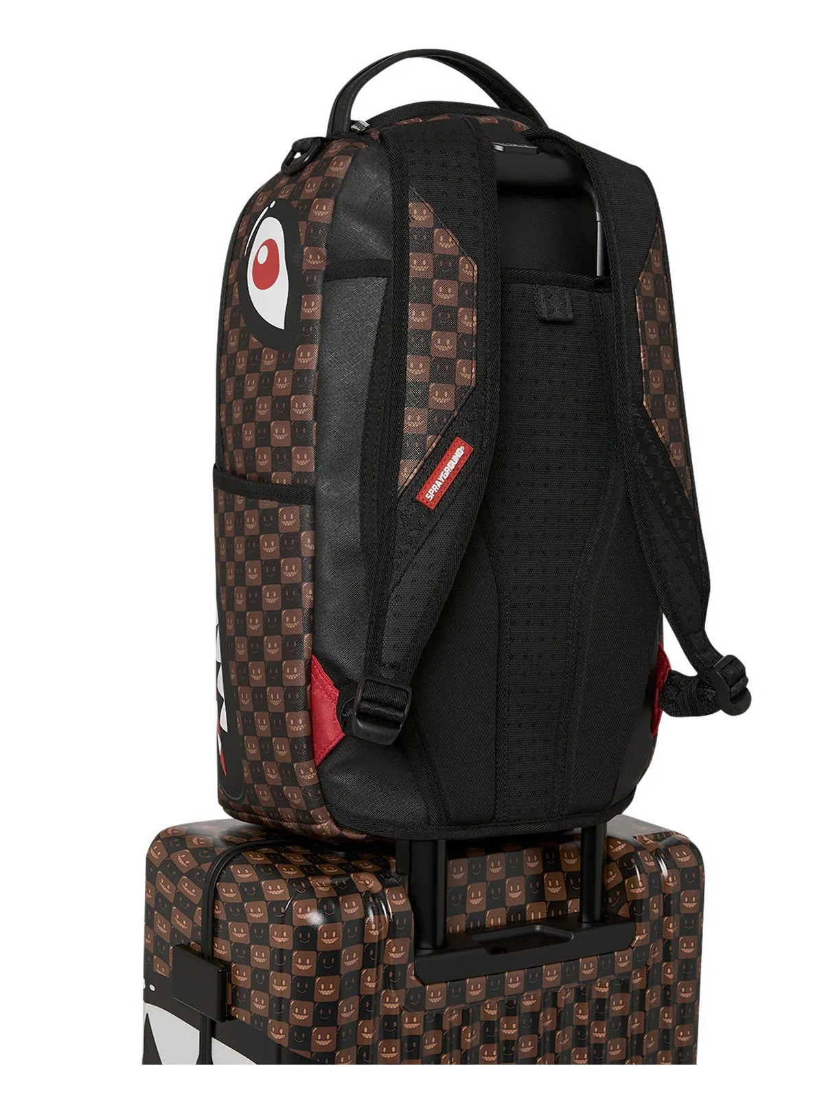 SPRAYGROUND Trolley Unisex adulto SHARKS IN PARIS WTF BUBBLE BROWN CHECK CARRY-ON LUGGAGE - 910CL327NSZ gioboutiqueweb