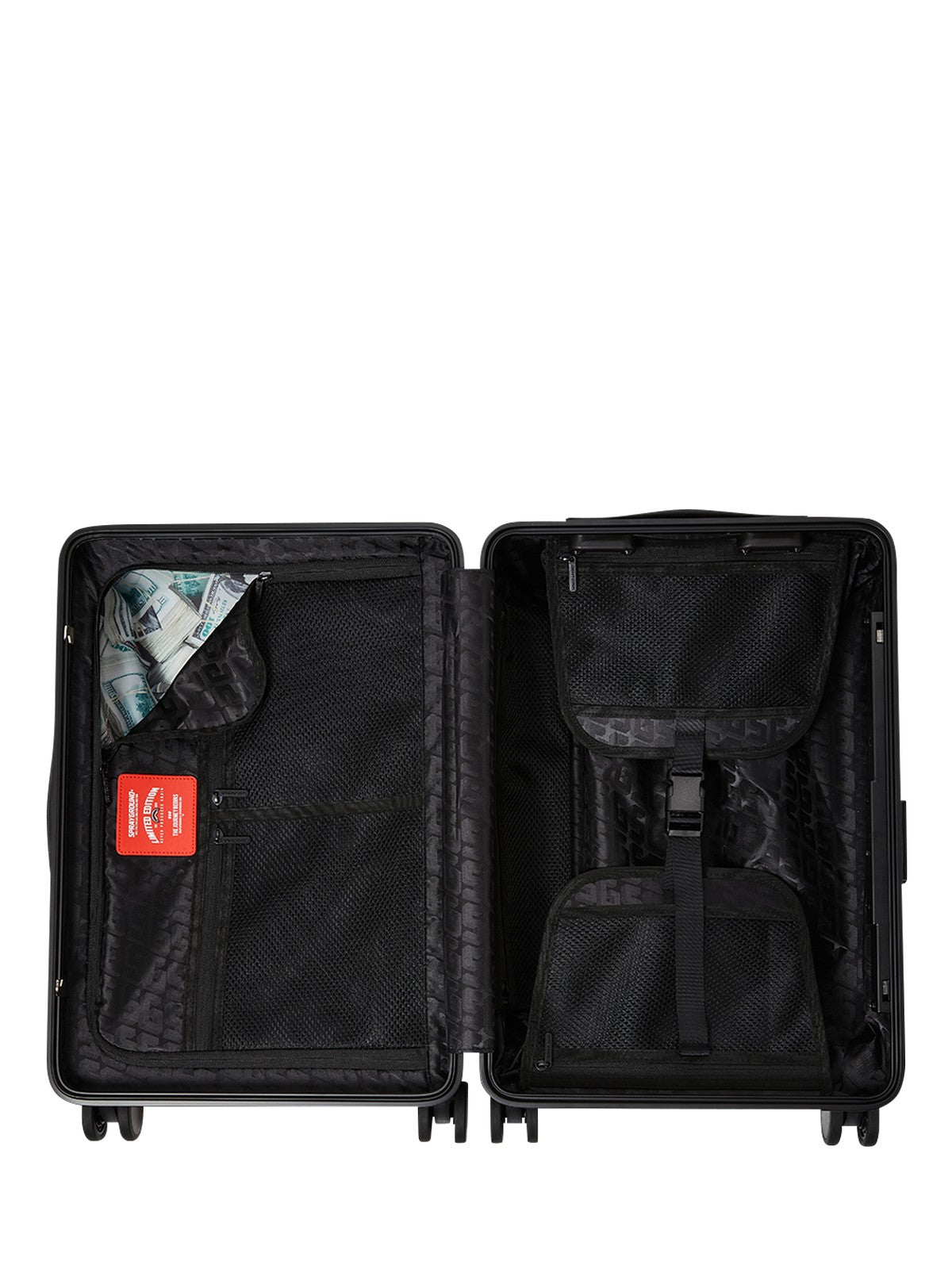 SPRAYGROUND Trolley Unisex adulto SHARKS IN PARIS WTF BUBBLY BLACK CHECK CARRY-ON LUGGAGE - 910CL328NSZ gioboutiqueweb