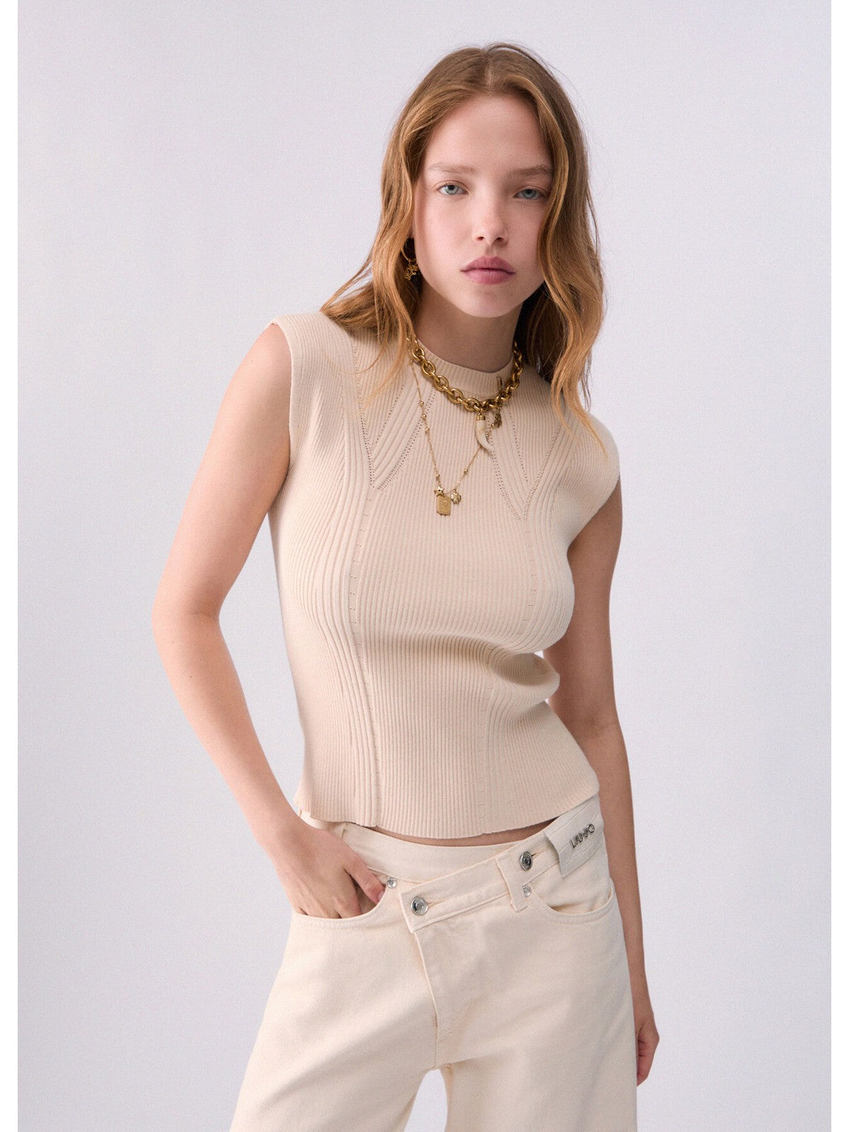 LIU JO BLACK Maglia Donna Panna creamy - CF6100MS99E X0793