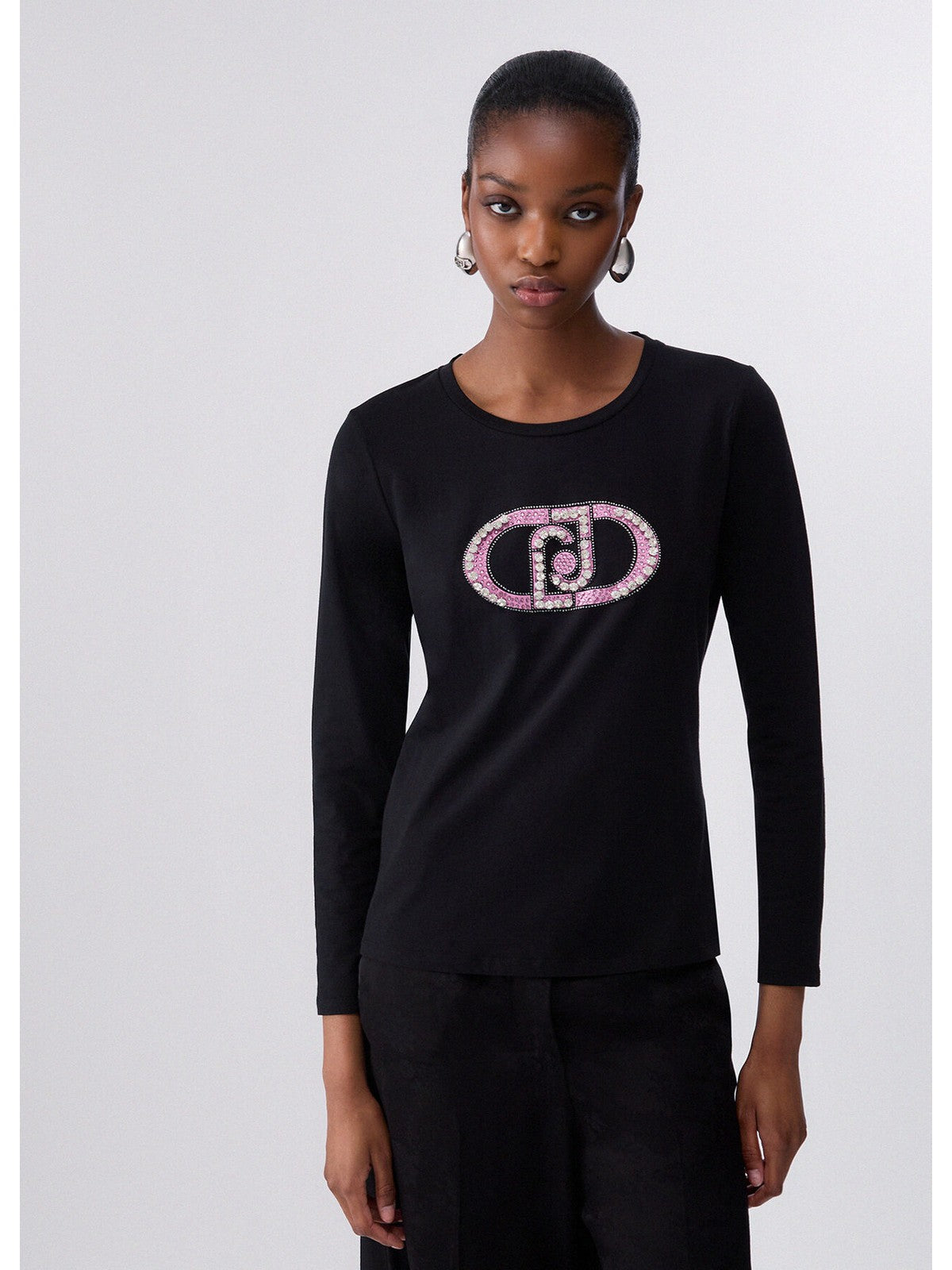 LIU JO SPORT T-shirt Donna Nero/monogram stone - TF6245JS003 L9312