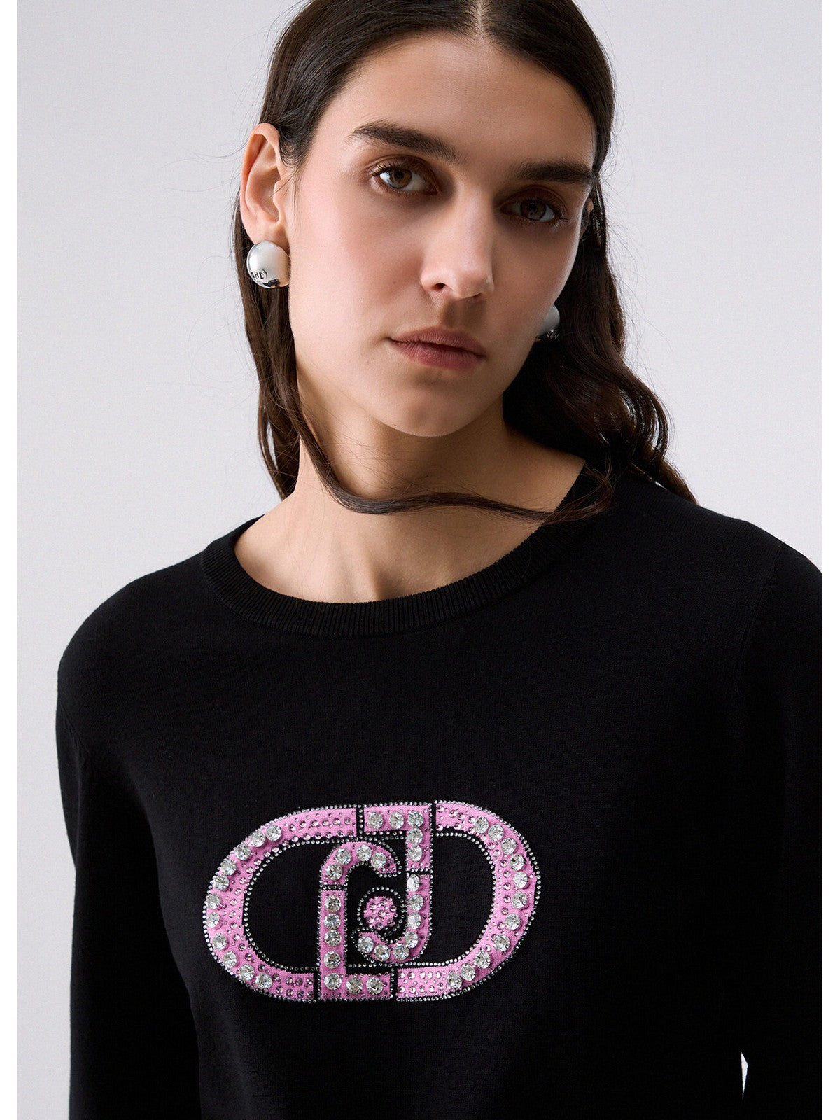 LIU JO SPORT Maglione Donna Nero/monogram stone - TF6261MS63L L9312