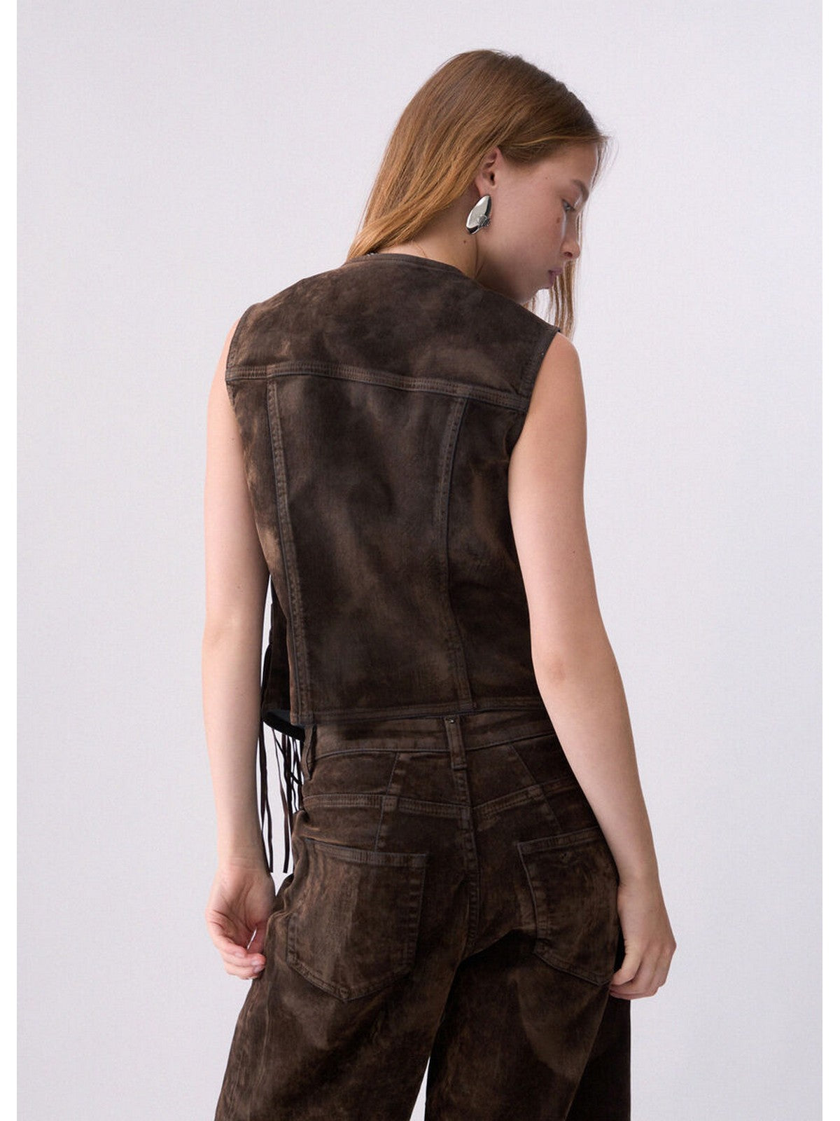 LIU JO BLUE DENIM Gilet Donna Den.Blue brown flock - UF6228D0363 79106
