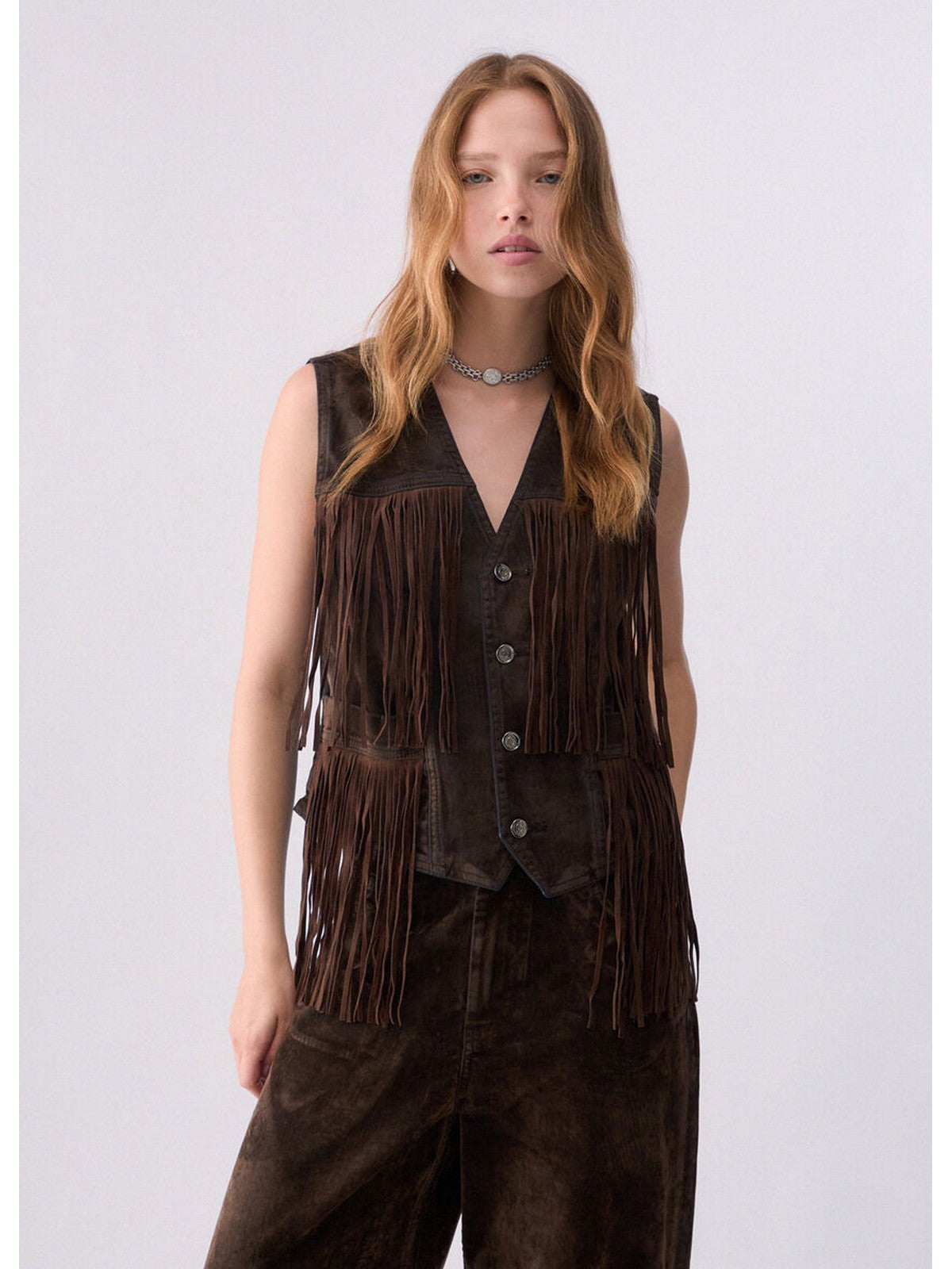 LIU JO BLUE DENIM Gilet Donna Den.Blue brown flock - UF6228D0363 79106