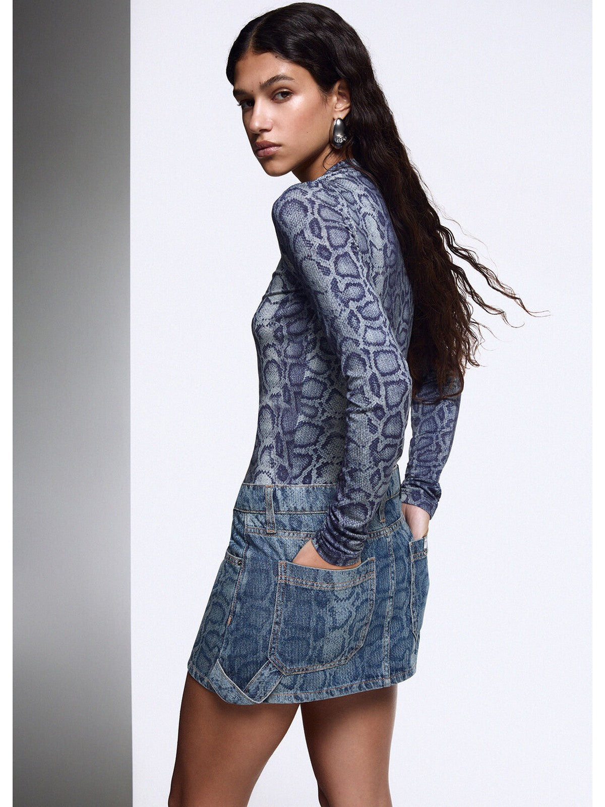 LIU JO BLUE DENIM T-shirt Donna Special snake - UF6515J1624 L9681