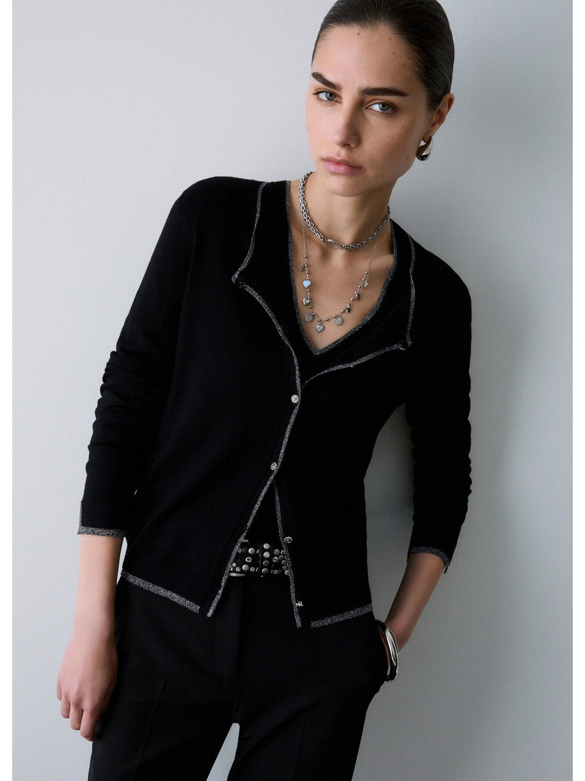 LIU JO WHITE Cardigan Donna Nero - WF6014MS49I 22222