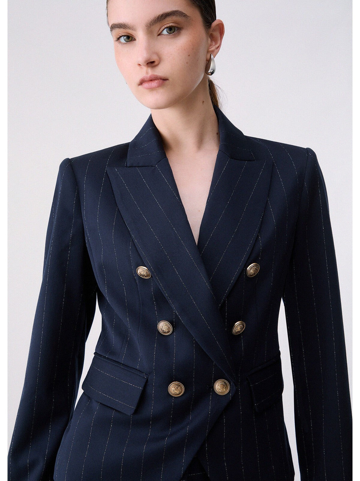 LIU JO WHITE Giacca Donna Blu lurex pin stripe - WF6249T731A L9173