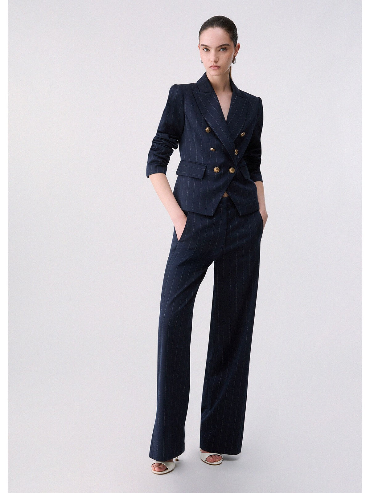 LIU JO WHITE Giacca Donna Blu lurex pin stripe - WF6249T731A L9173