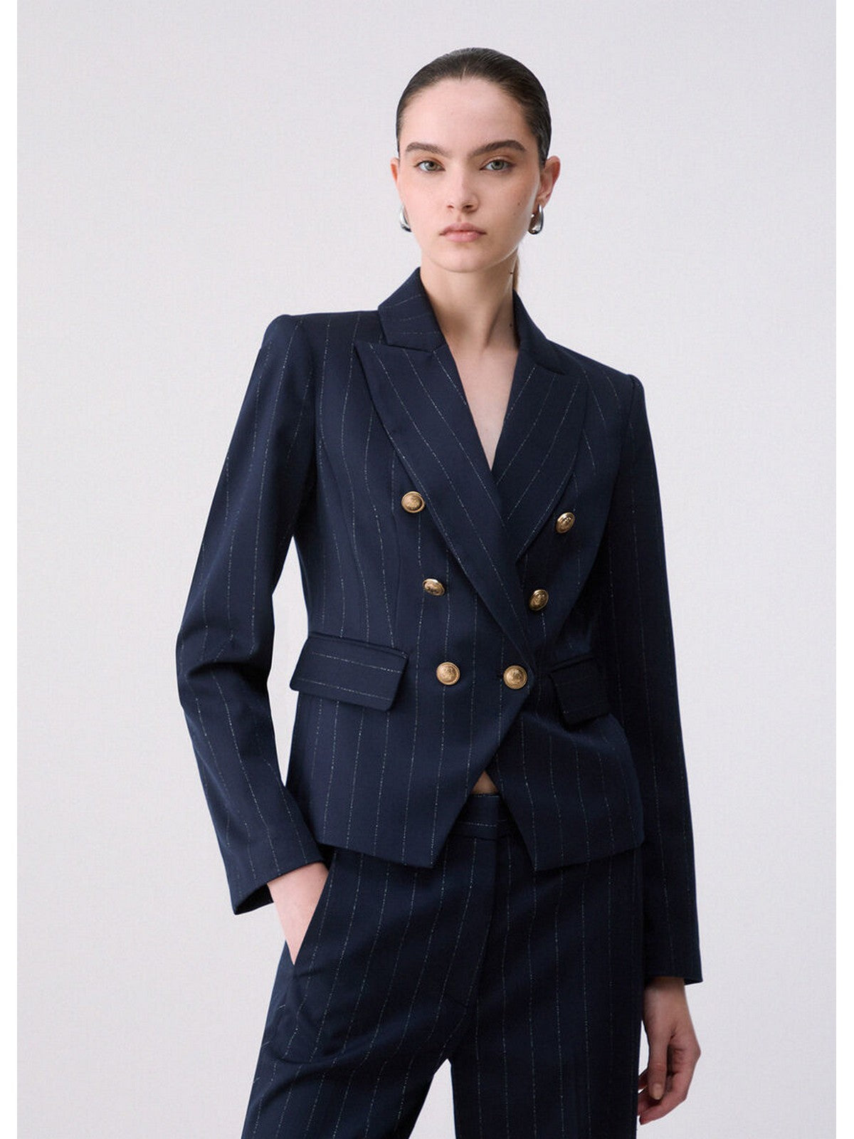 LIU JO WHITE Giacca Donna Blu lurex pin stripe - WF6249T731A L9173