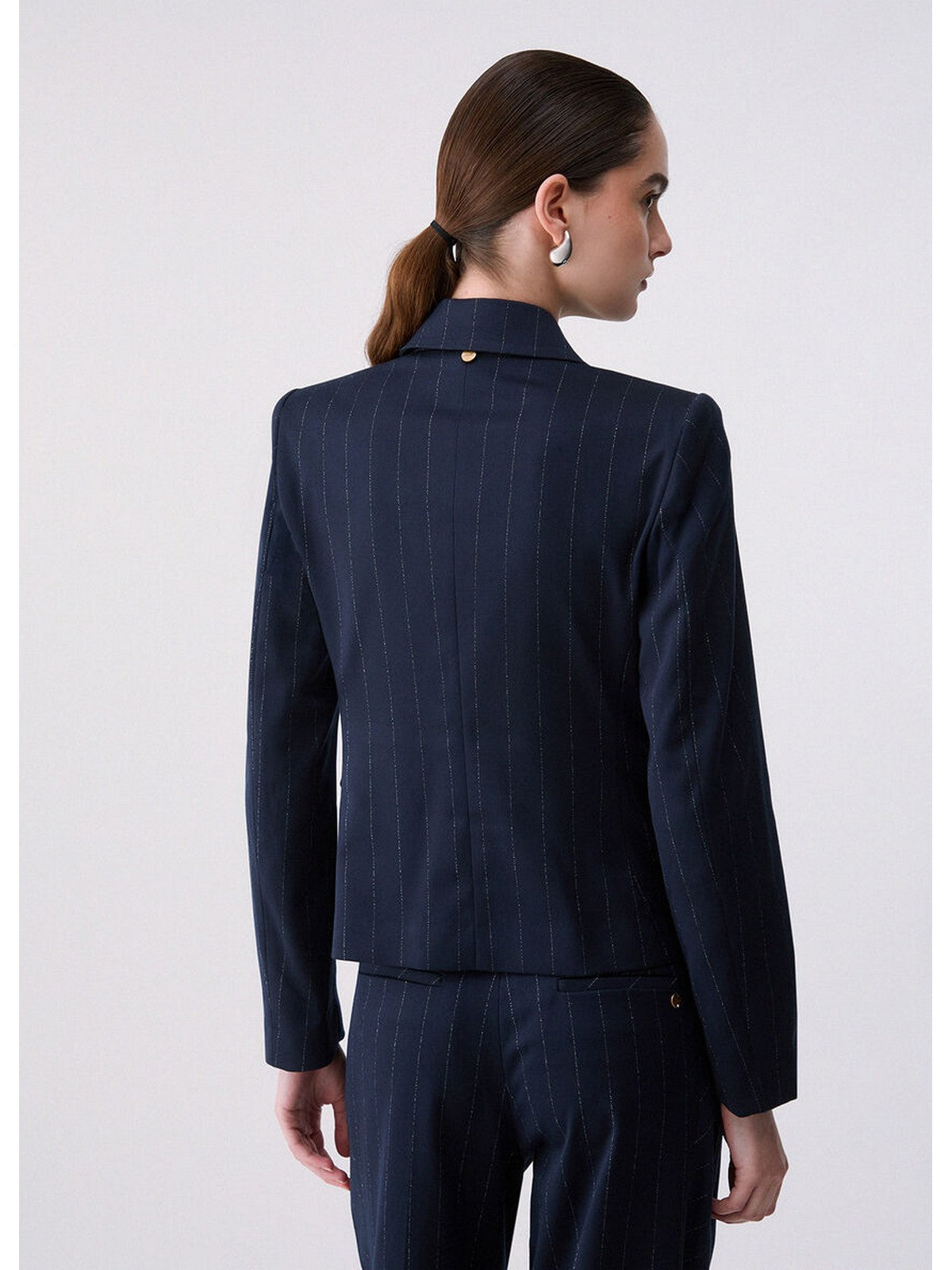 LIU JO WHITE Giacca Donna Blu lurex pin stripe - WF6249T731A L9173