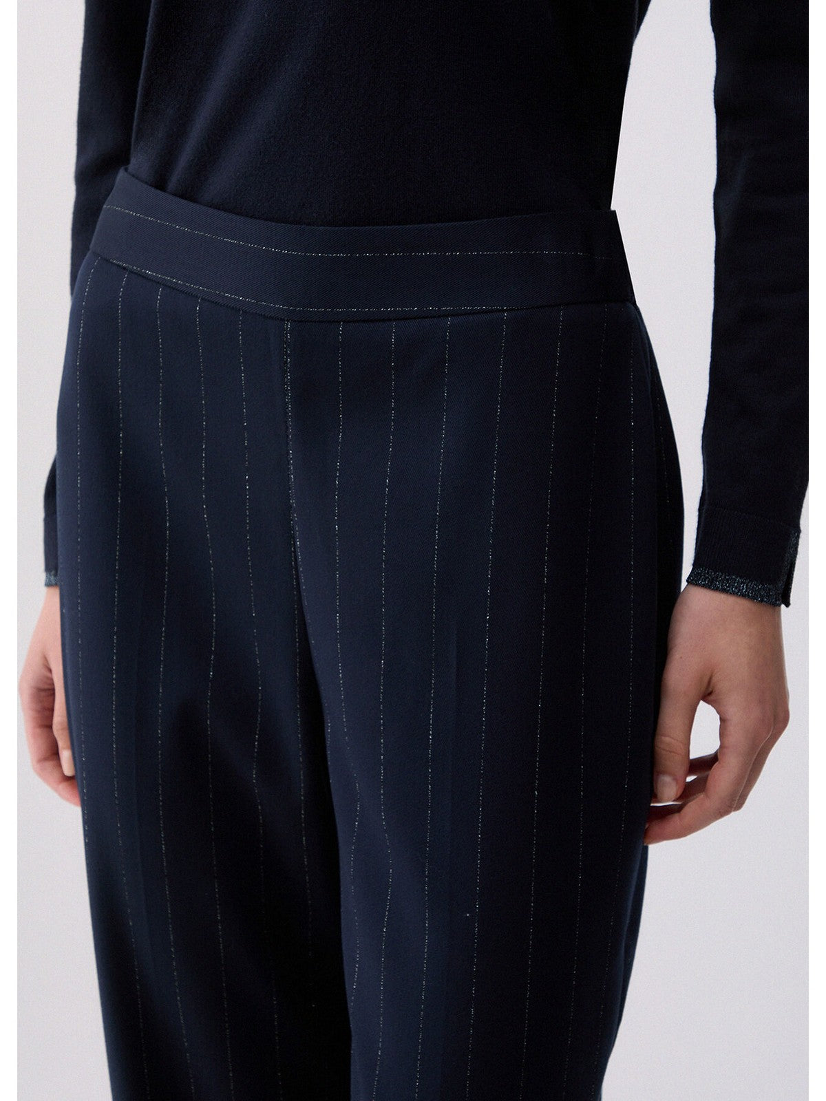 LIU JO WHITE Pantalone Donna Blu lurex pin stripe - WF6250T731A L9173