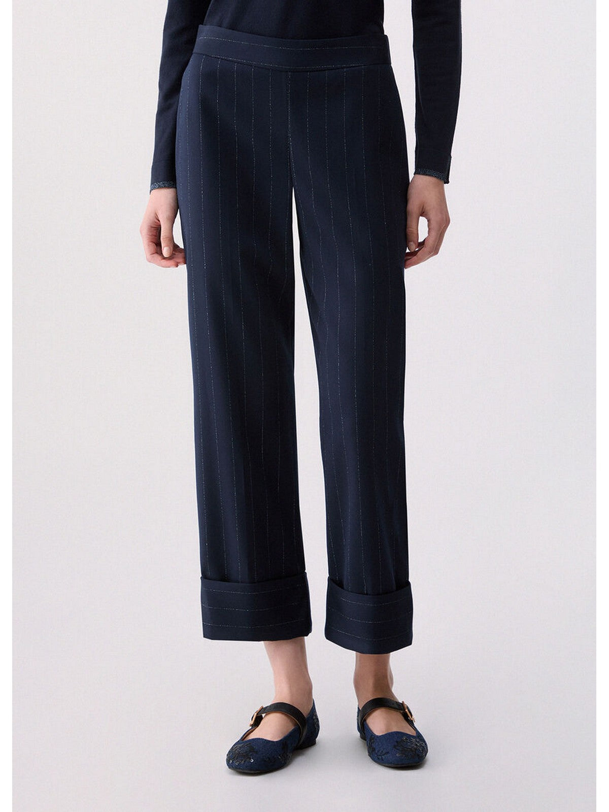 LIU JO WHITE Pantalone Donna Blu lurex pin stripe - WF6250T731A L9173