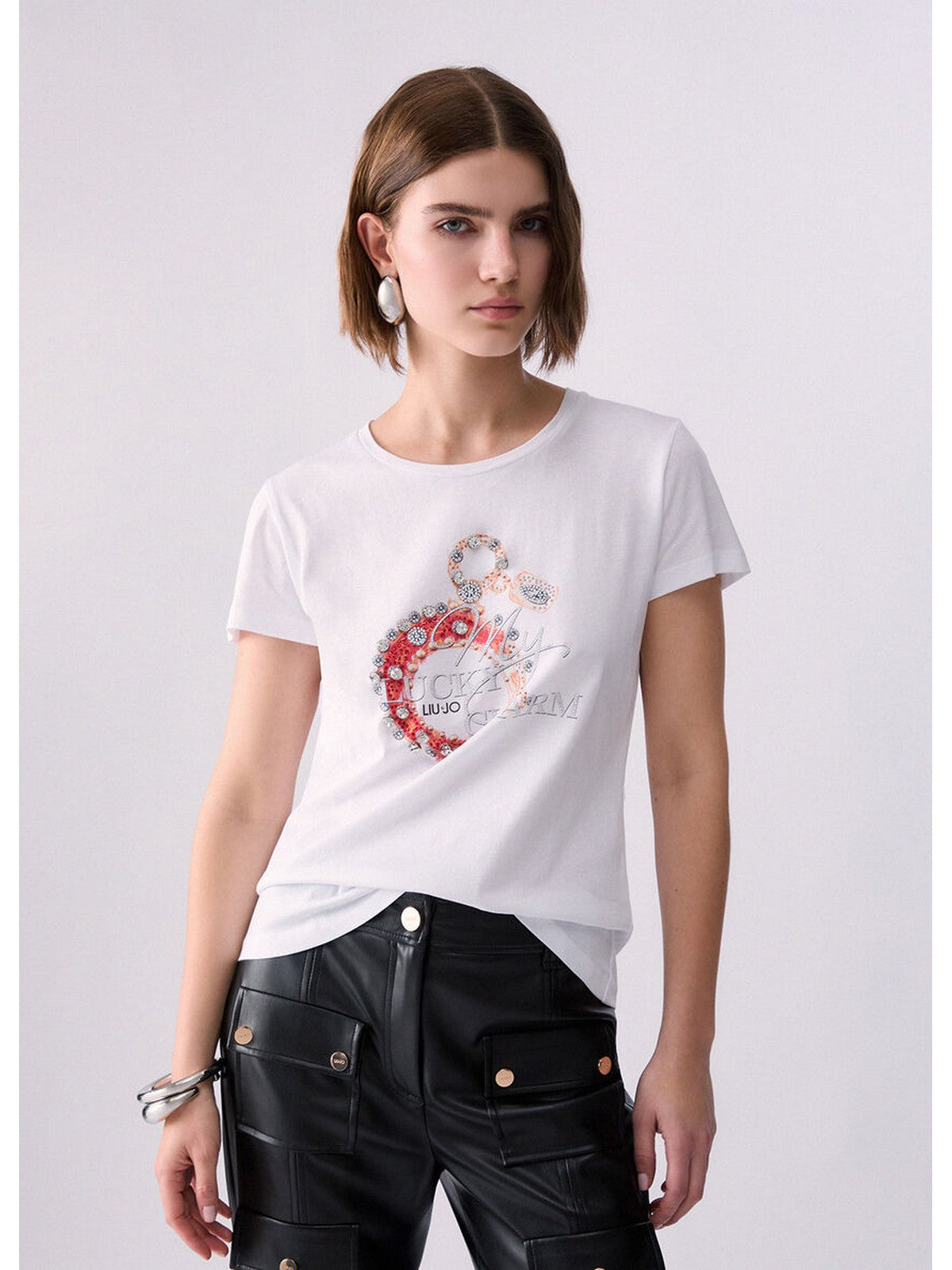 LIU JO WHITE T-shirt Donna Bco lucky horse shoe - WF6407JS923 L9434