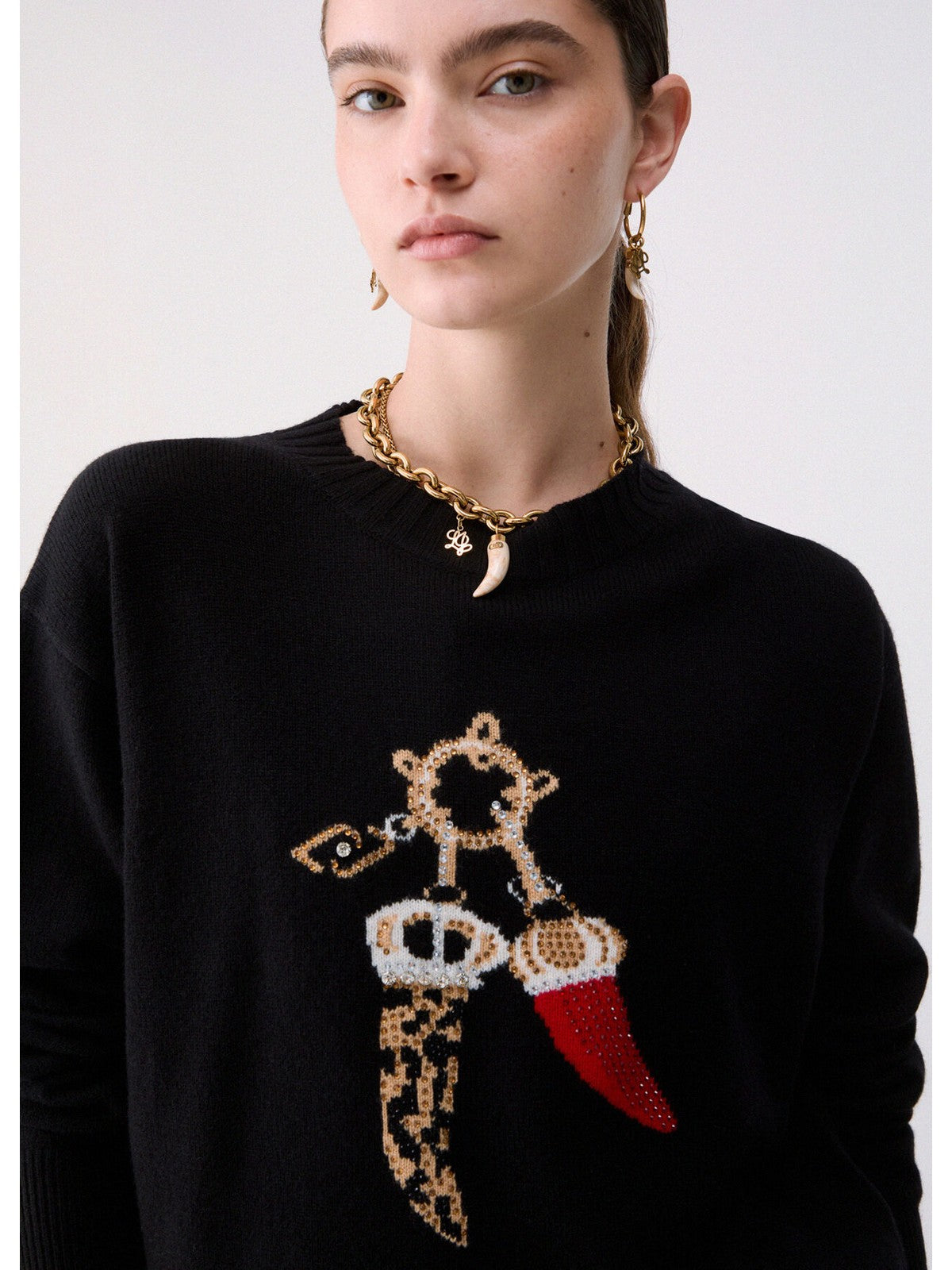 LIU JO WHITE Maglione Donna Lucky black - WF6457MS009 L9457