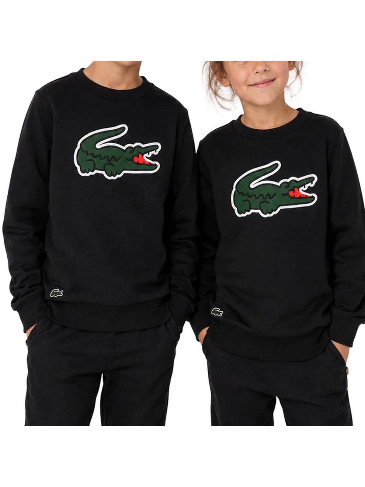 LACOSTE KIDS Felpa Bambini e ragazzi LCB PIQUE APPLIQUE FLEECE CREW Nero - 947880 K96