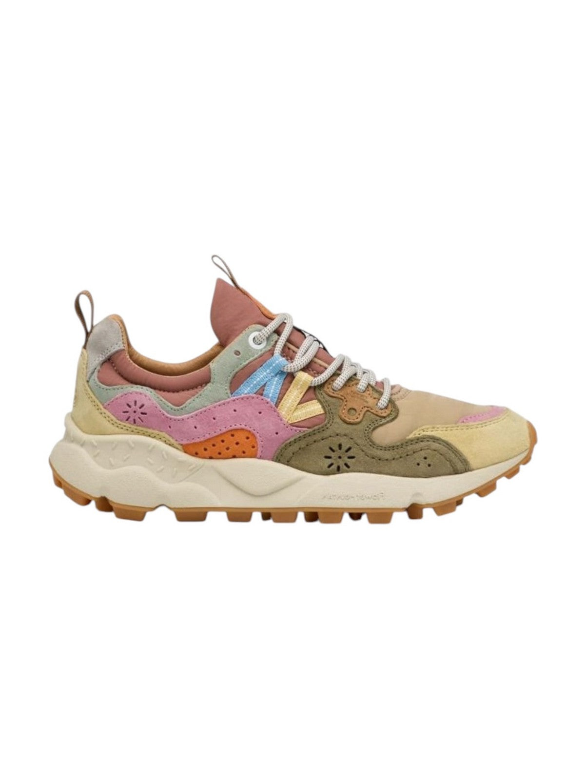FLOWER MOUNTAIN Sneaker Donna YAMANO 3 WOMAN SUEDE/NYLON CREAM-MILITARY-PINK - 2017817-01-1E93