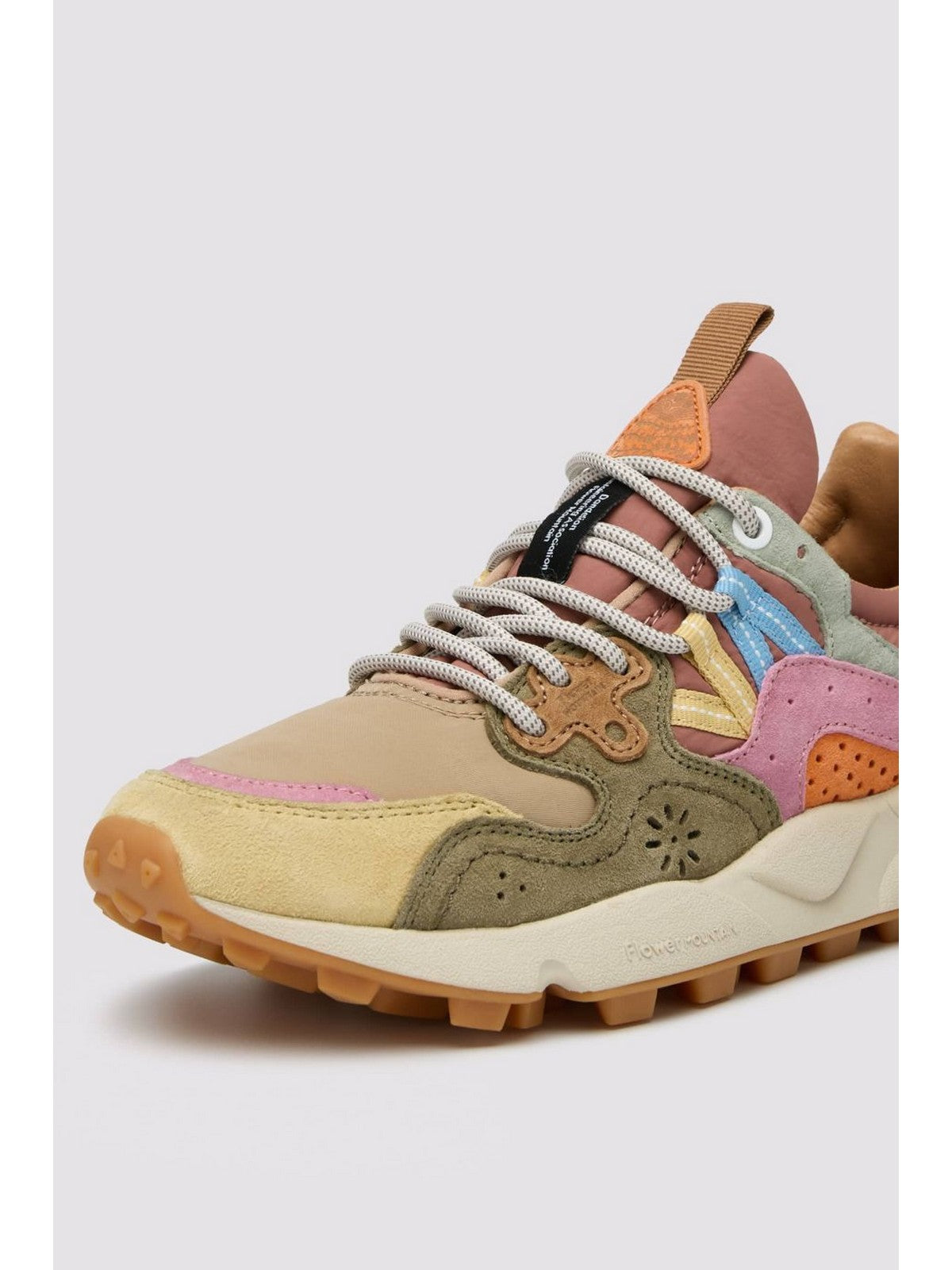 FLOWER MOUNTAIN Sneaker Donna YAMANO 3 WOMAN SUEDE/NYLON CREAM-MILITARY-PINK - 2017817-01-1E93