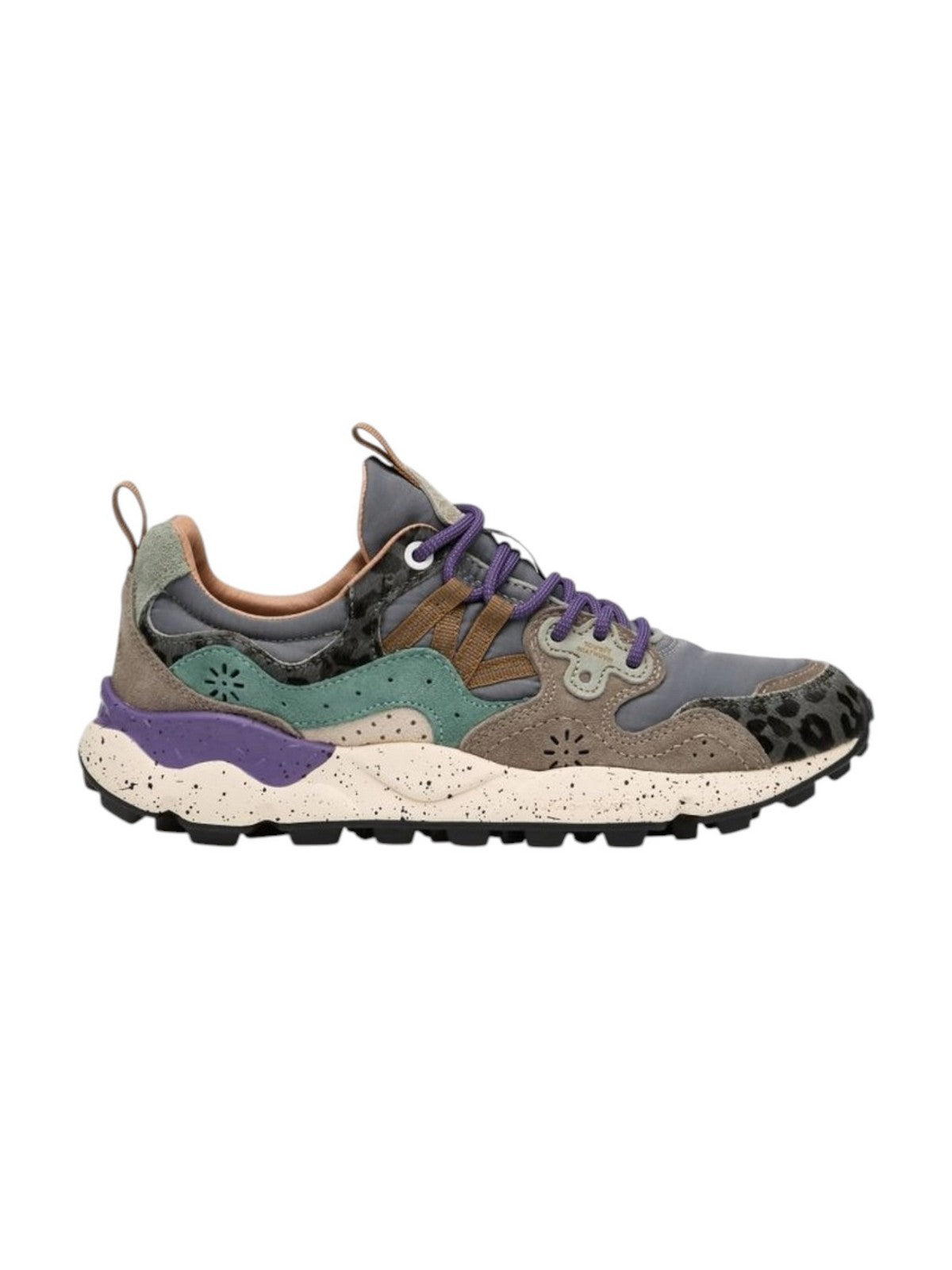 FLOWER MOUNTAIN Sneaker Donna YAMANO 3 UNI SUEDE/PONY HAIR/NYLON DARK GREY-ANTHRACITE-BOTTLE - 2017818-56-1B74