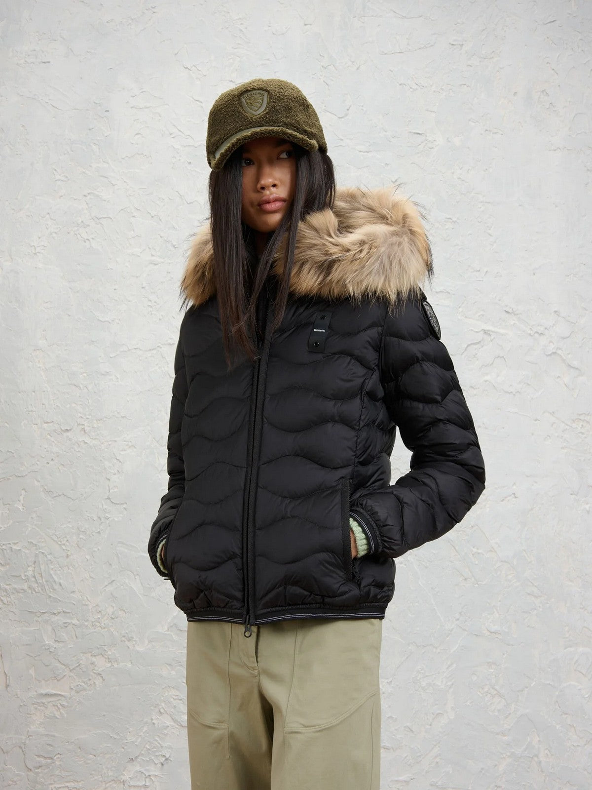 BLAUER Piumino Donna ALDIE NERO interno BEIGE 301 - 26WBLDC03034 006047 999EI