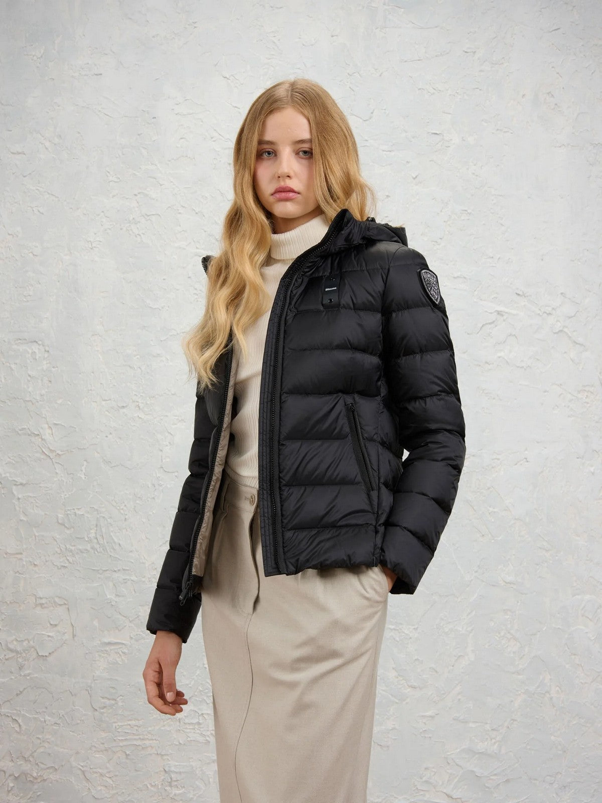 BLAUER Piumino Donna CHARME NERO interno BEIGE 301 - 26WBLDC03037 006047 999EI