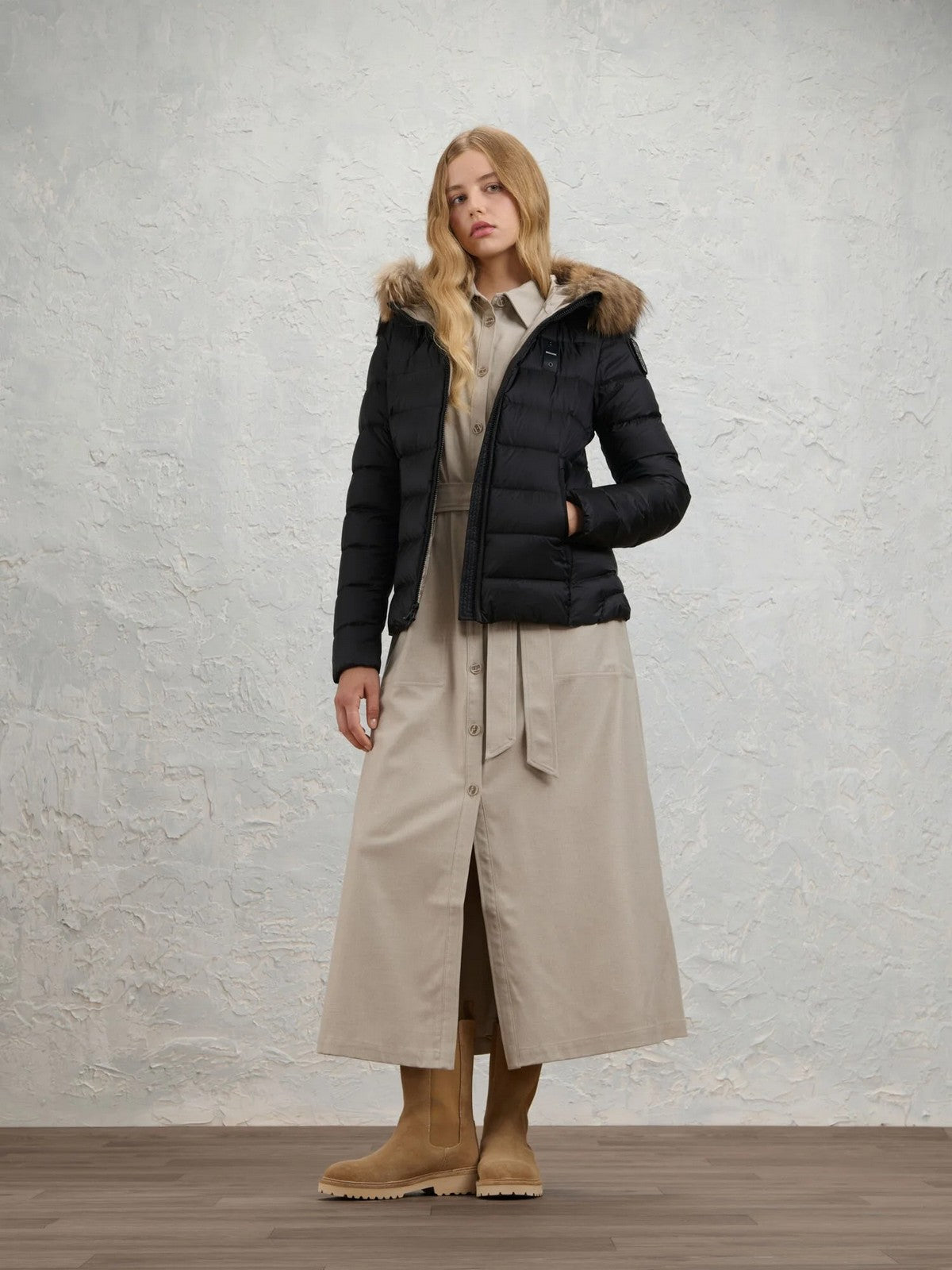 BLAUER Piumino Donna ARCADIA NERO interno BEIGE 301 - 26WBLDC03038 006047 999EI