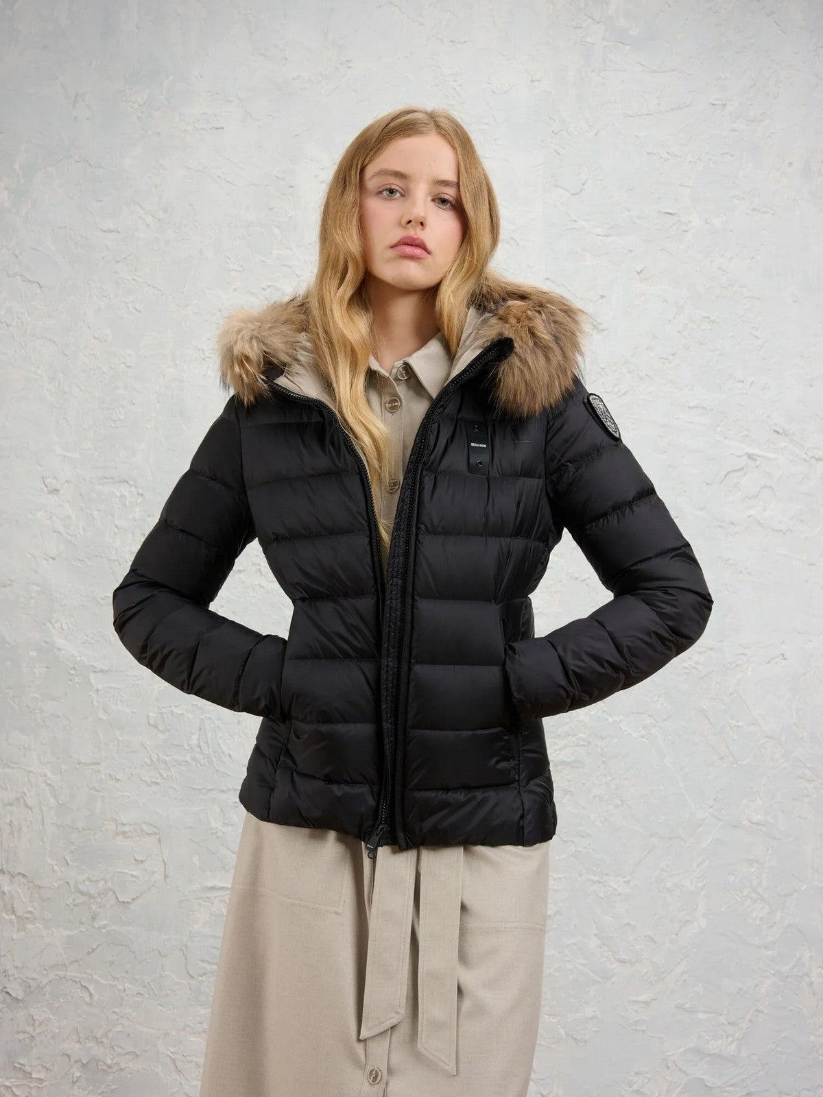 BLAUER Piumino Donna ARCADIA NERO interno BEIGE 301 - 26WBLDC03038 006047 999EI