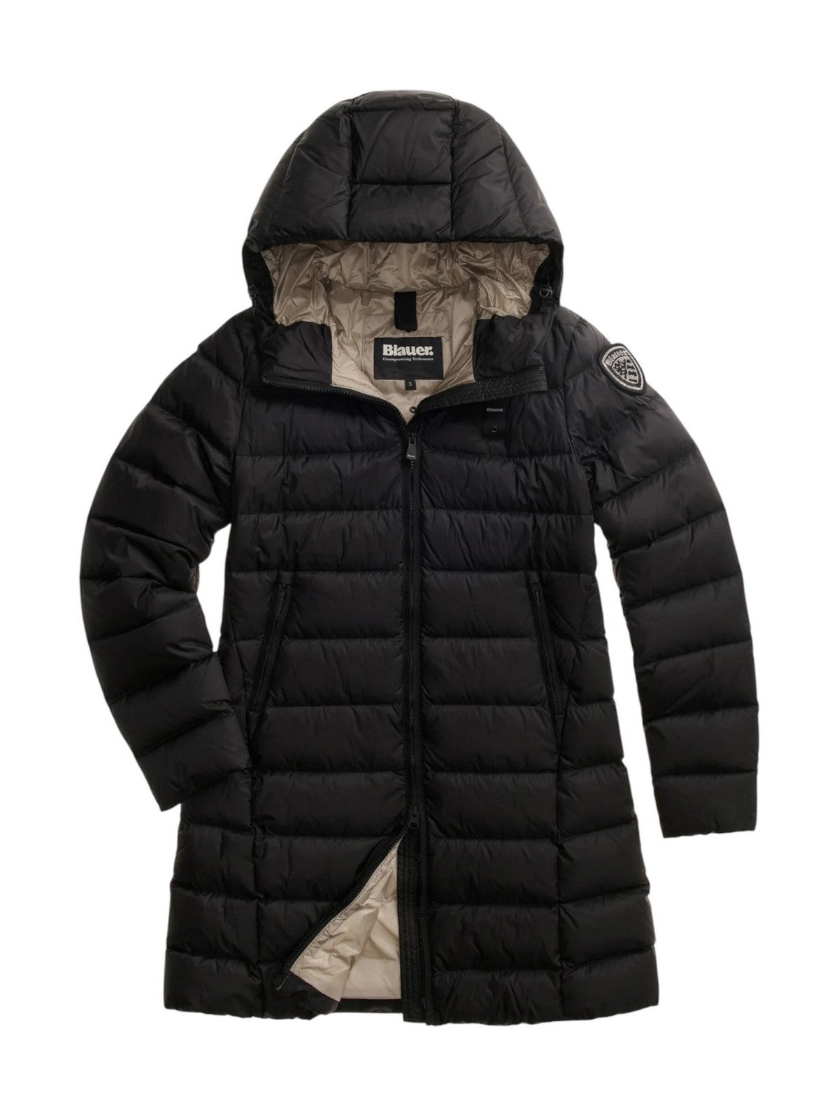 BLAUER Piumino Donna AGNES NERO interno BEIGE 301 - 26WBLDK03039 006047 999EI gioboutiqueweb