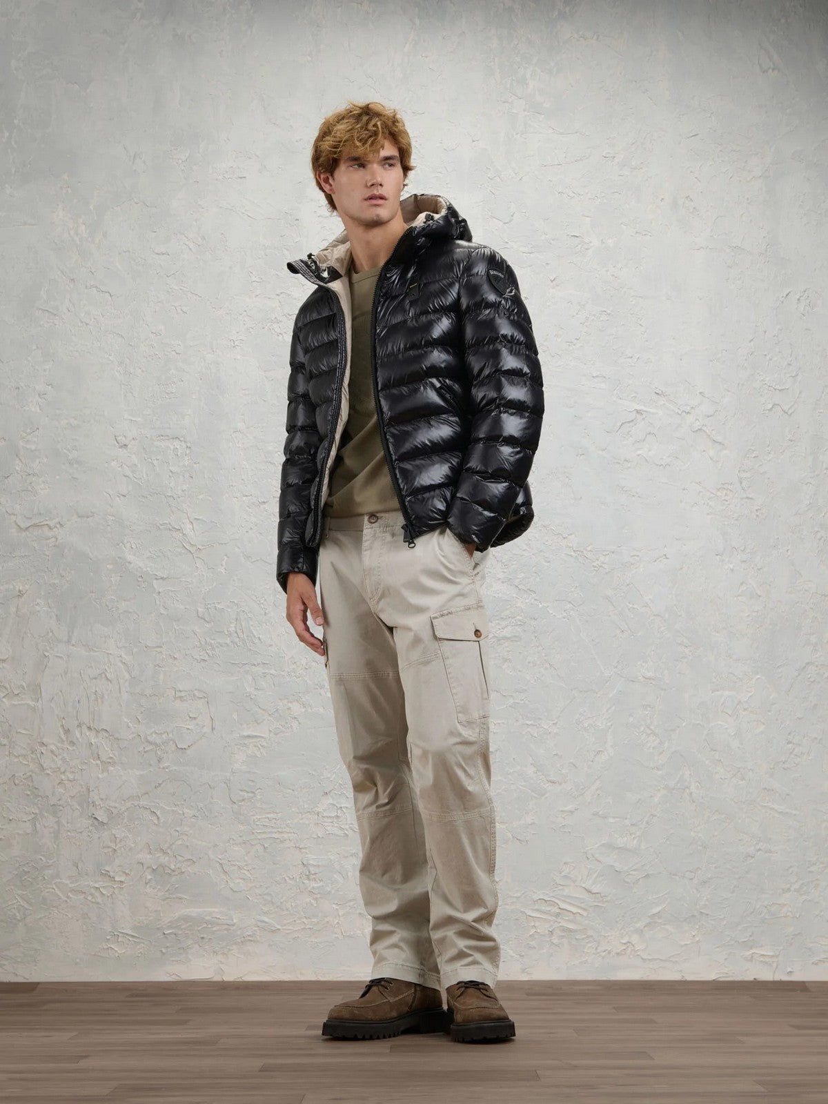 BLAUER Piumino Uomo ADAMS NERO interno BEIGE 301 - 26WBLUC02054 005958 999EI