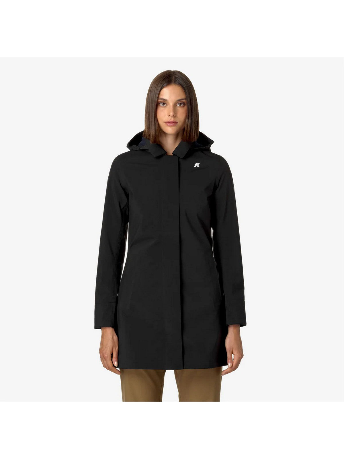 K-WAY Giubbino Donna Mathy bonded K2148BW A3C BLACK-BLUE DEPTH gioboutiqueweb